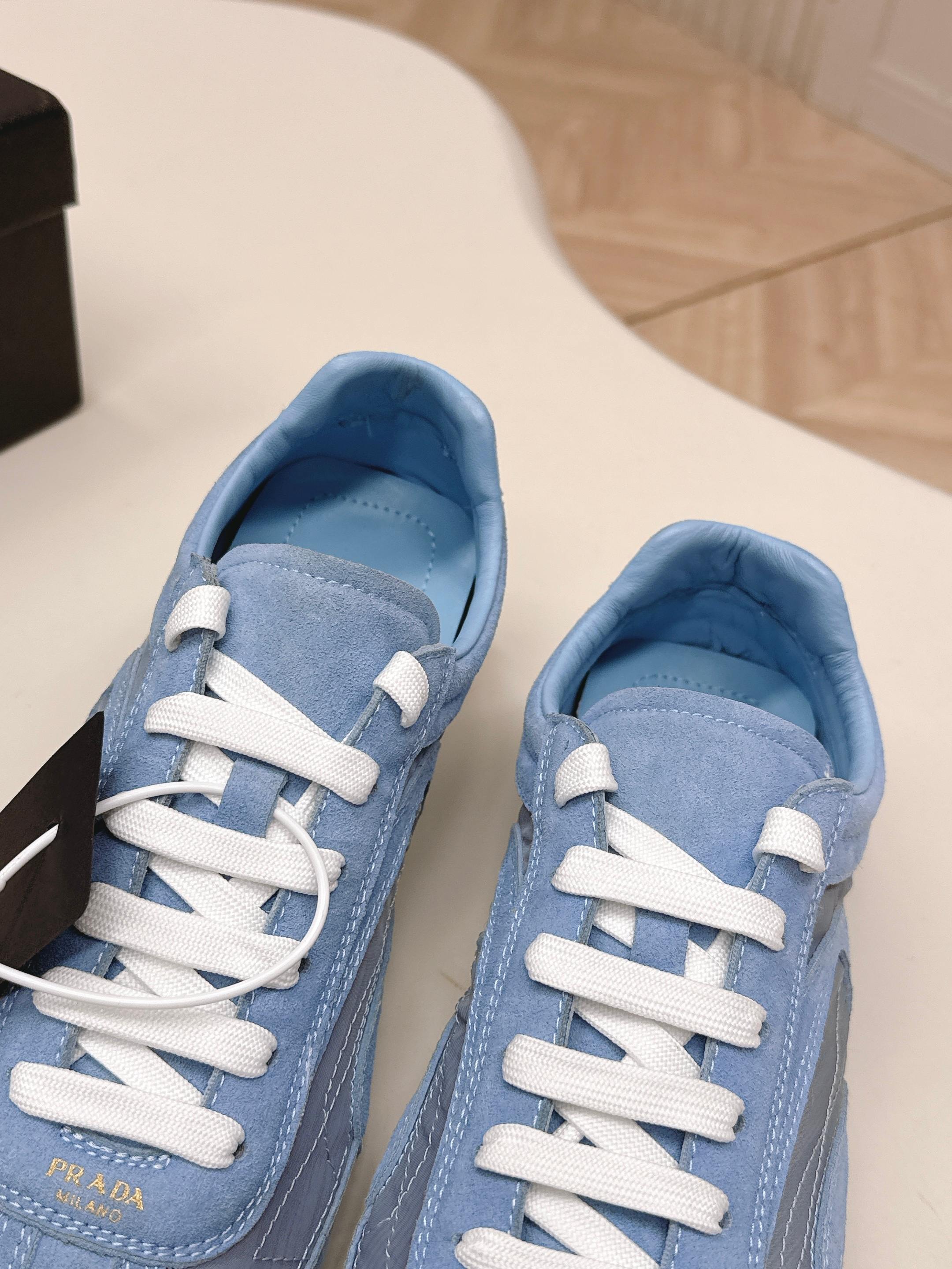 Prada 26ss German Training Light Blue Suede Re Nylon 644210