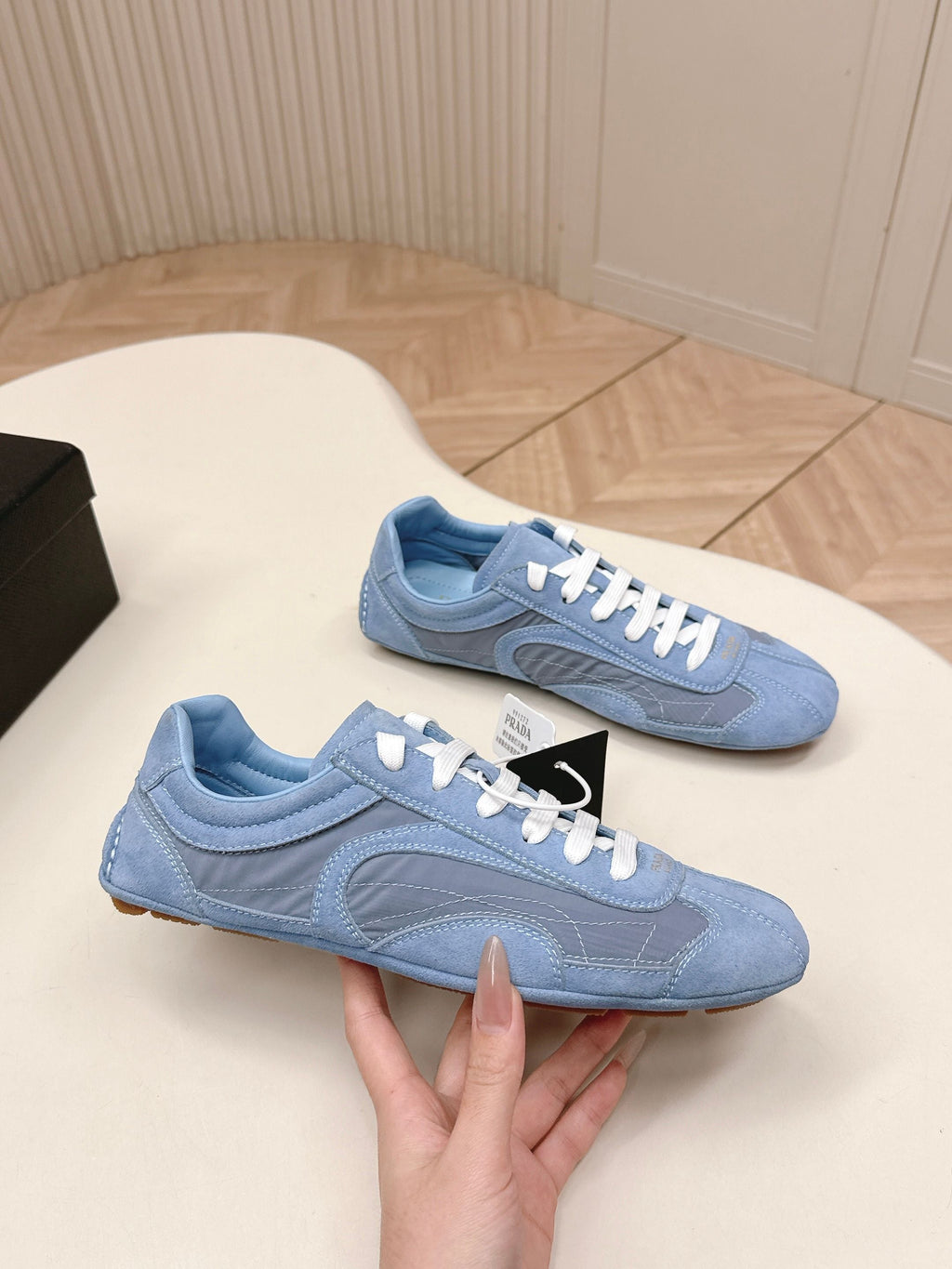 Prada 26ss German Training Light Blue Suede Re Nylon 644210