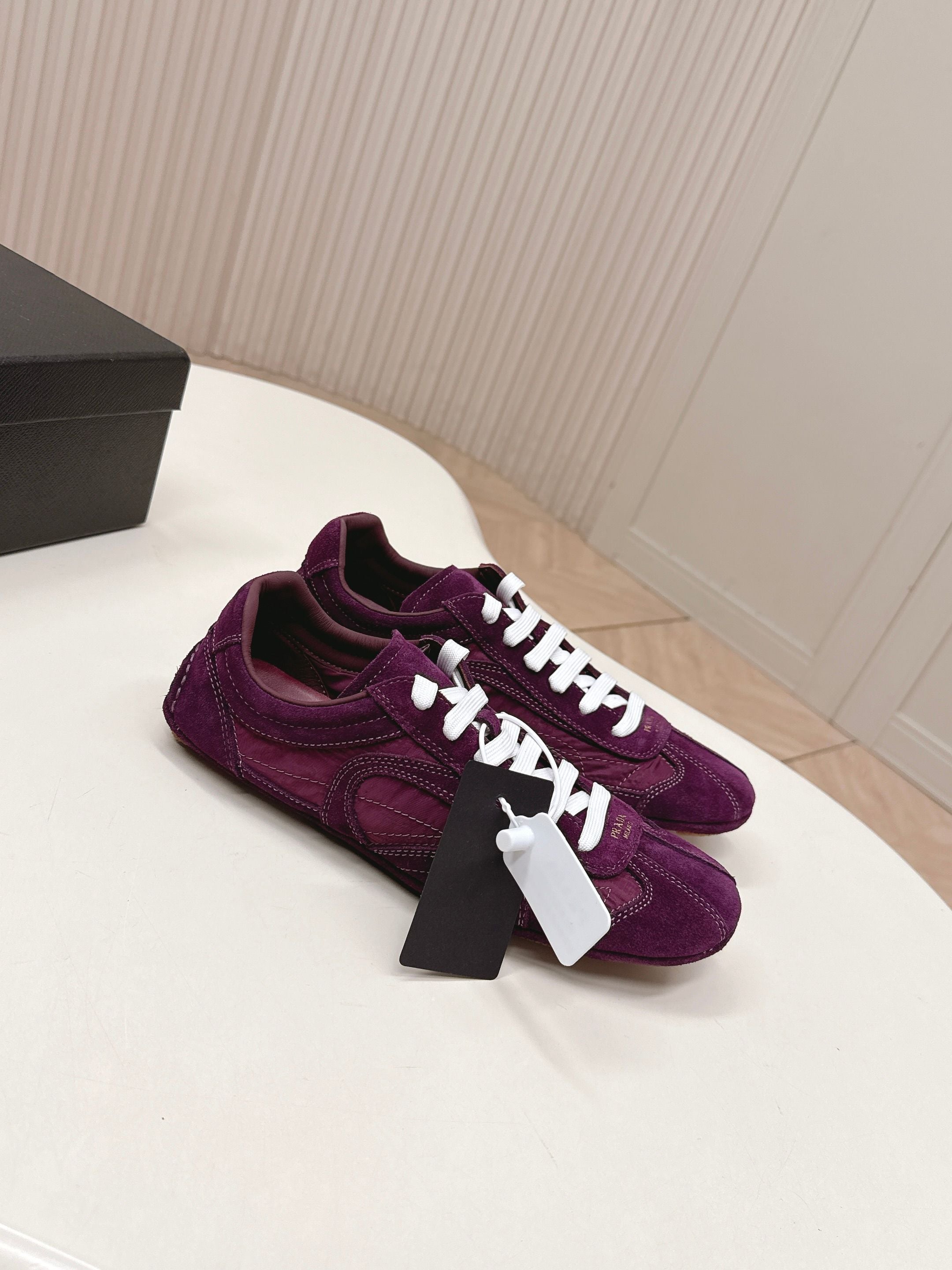 Prada 26ss German Training Burgundy Suede Re Nylon 644212