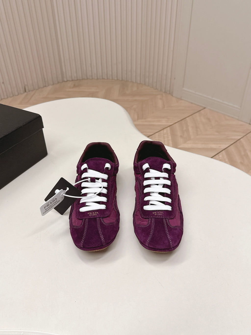 Prada 26ss German Training Burgundy Suede Re Nylon 644212