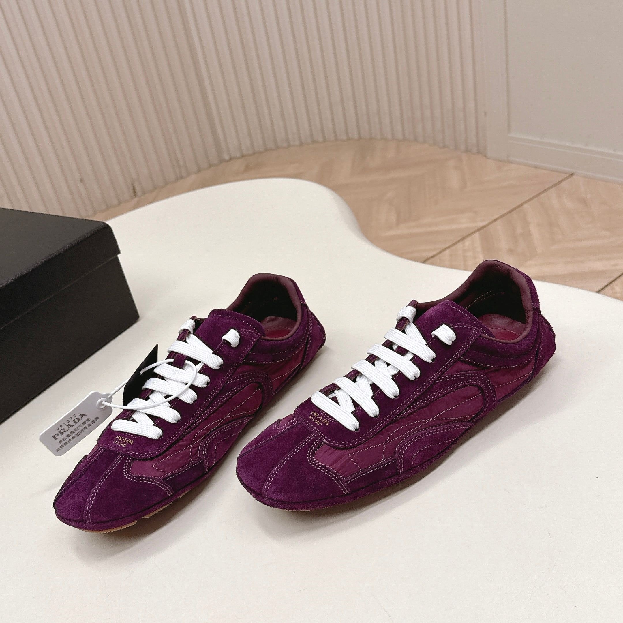 Prada 26ss German Training Burgundy Suede Re Nylon 644212