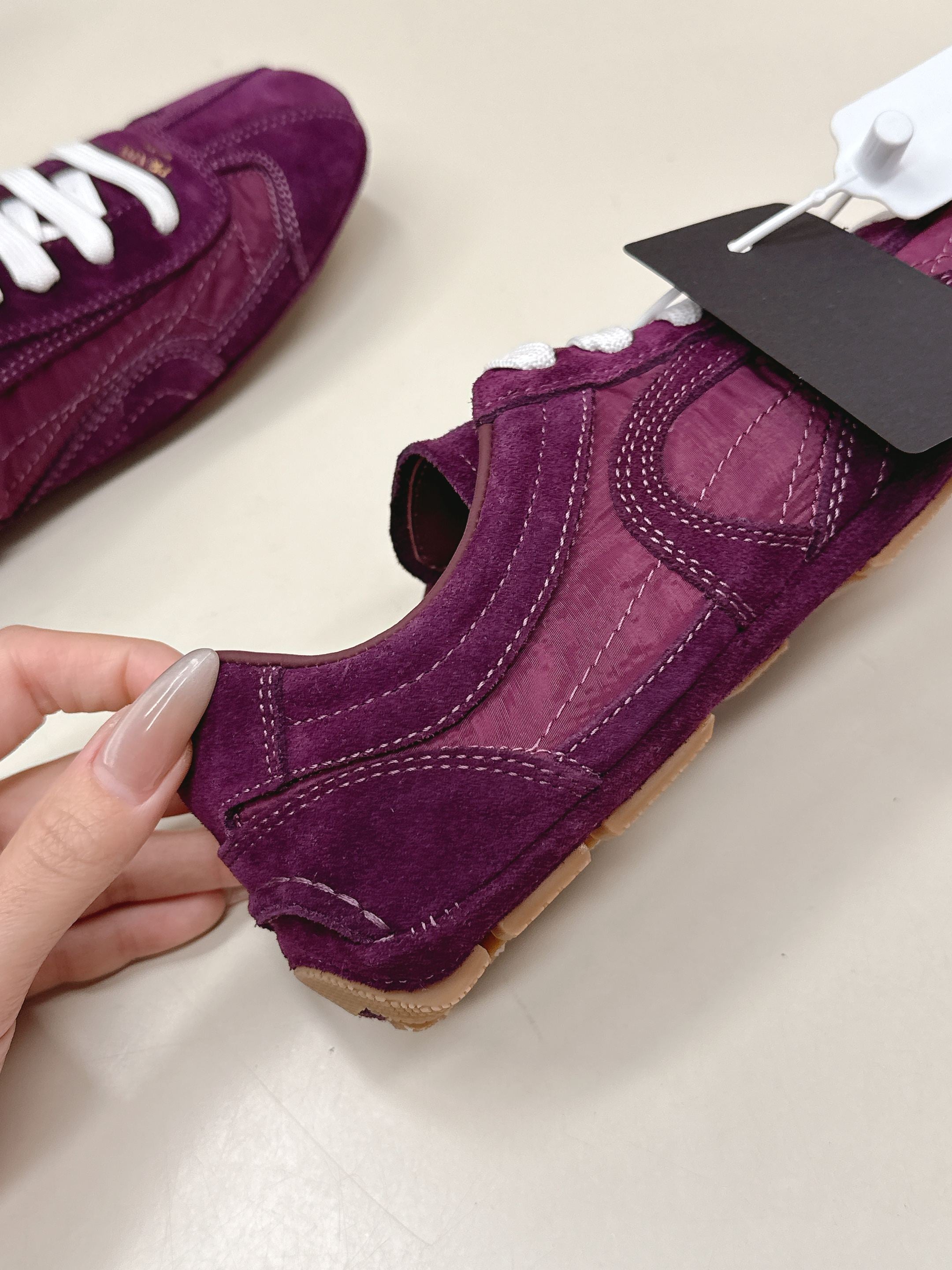 Prada 26ss German Training Burgundy Suede Re Nylon 644212