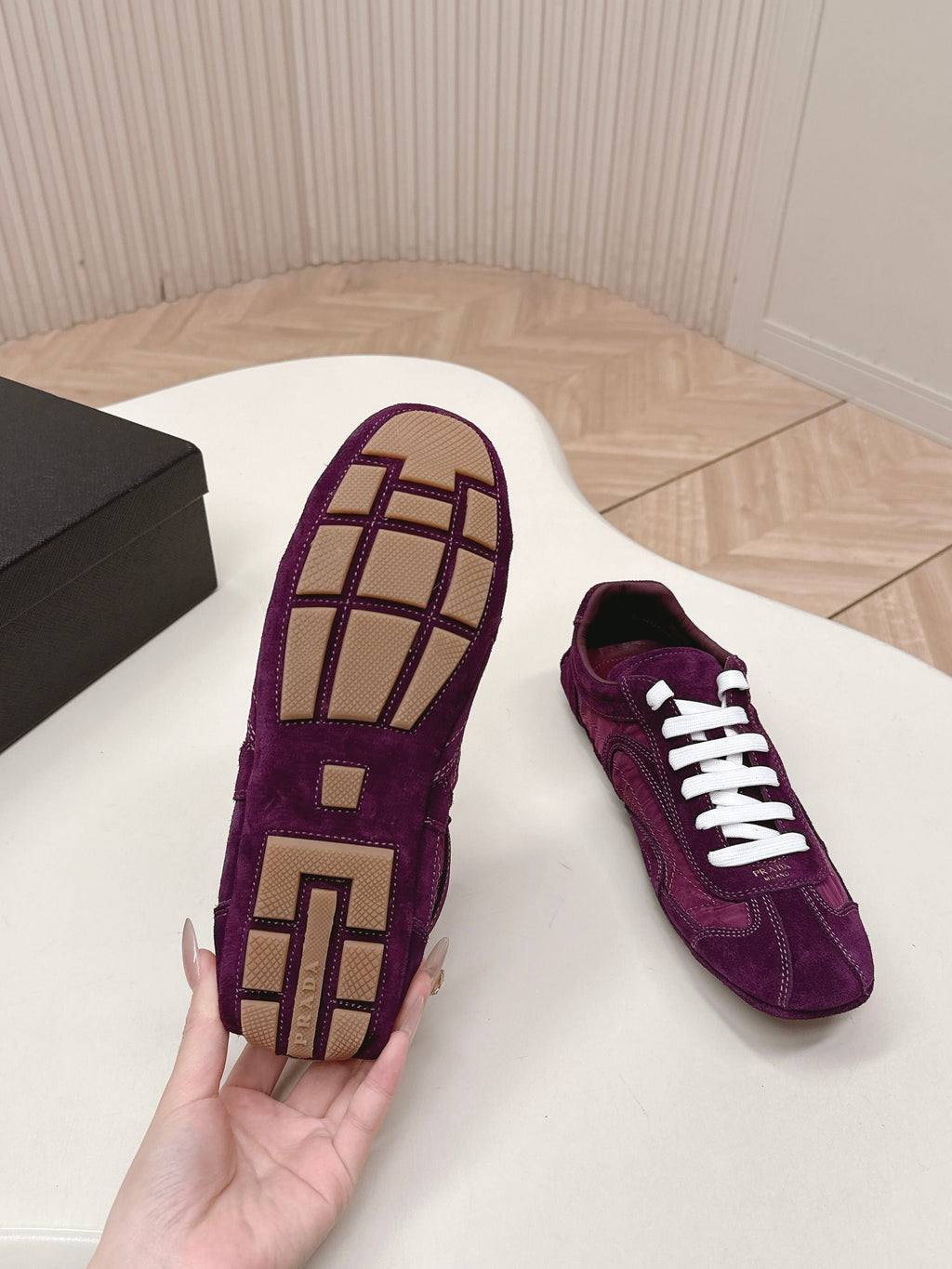 Prada 26ss German Training Burgundy Suede Re Nylon 644212