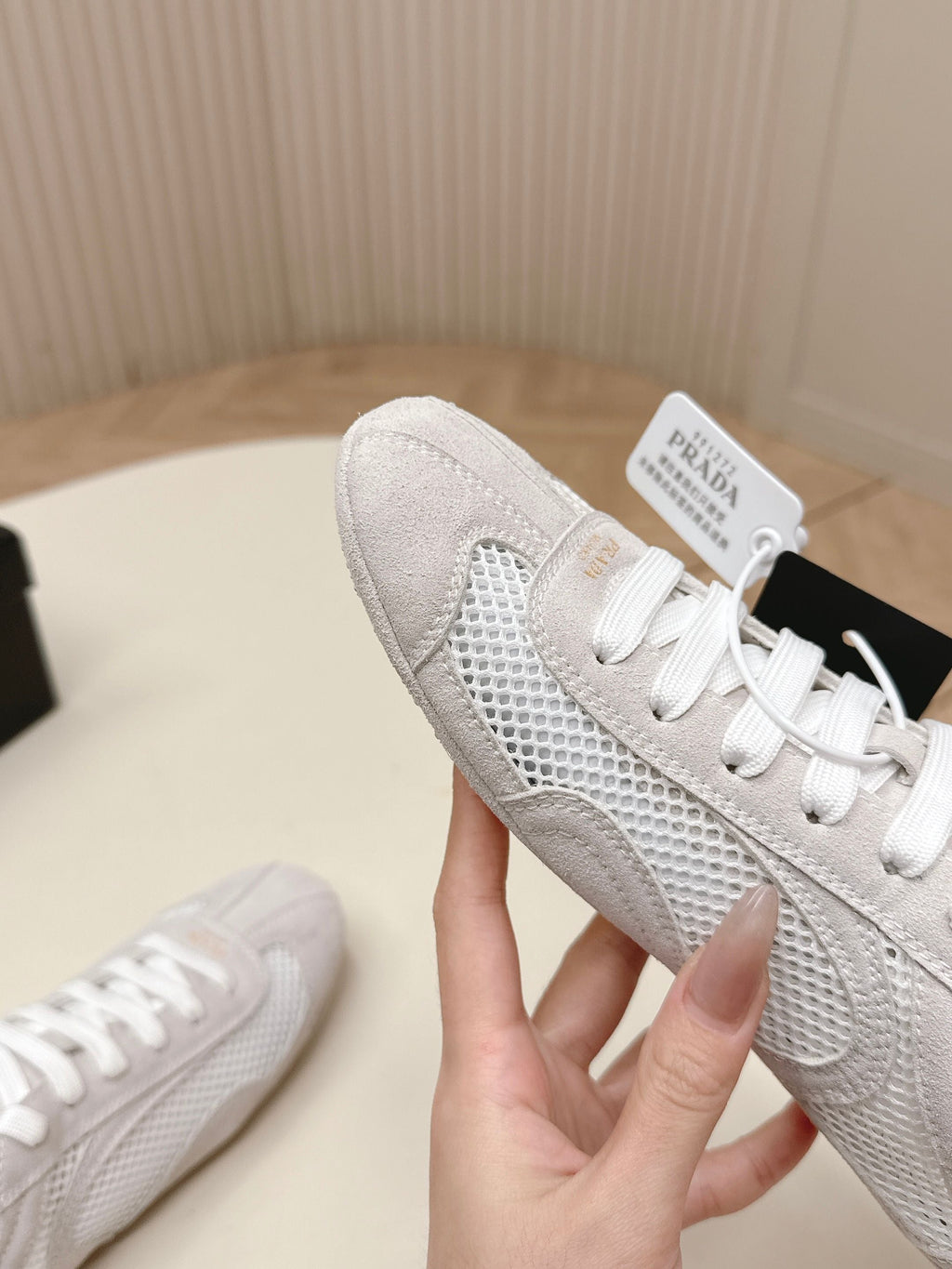 Prada 26ss German Training Light Grey Suede Mesh 644213