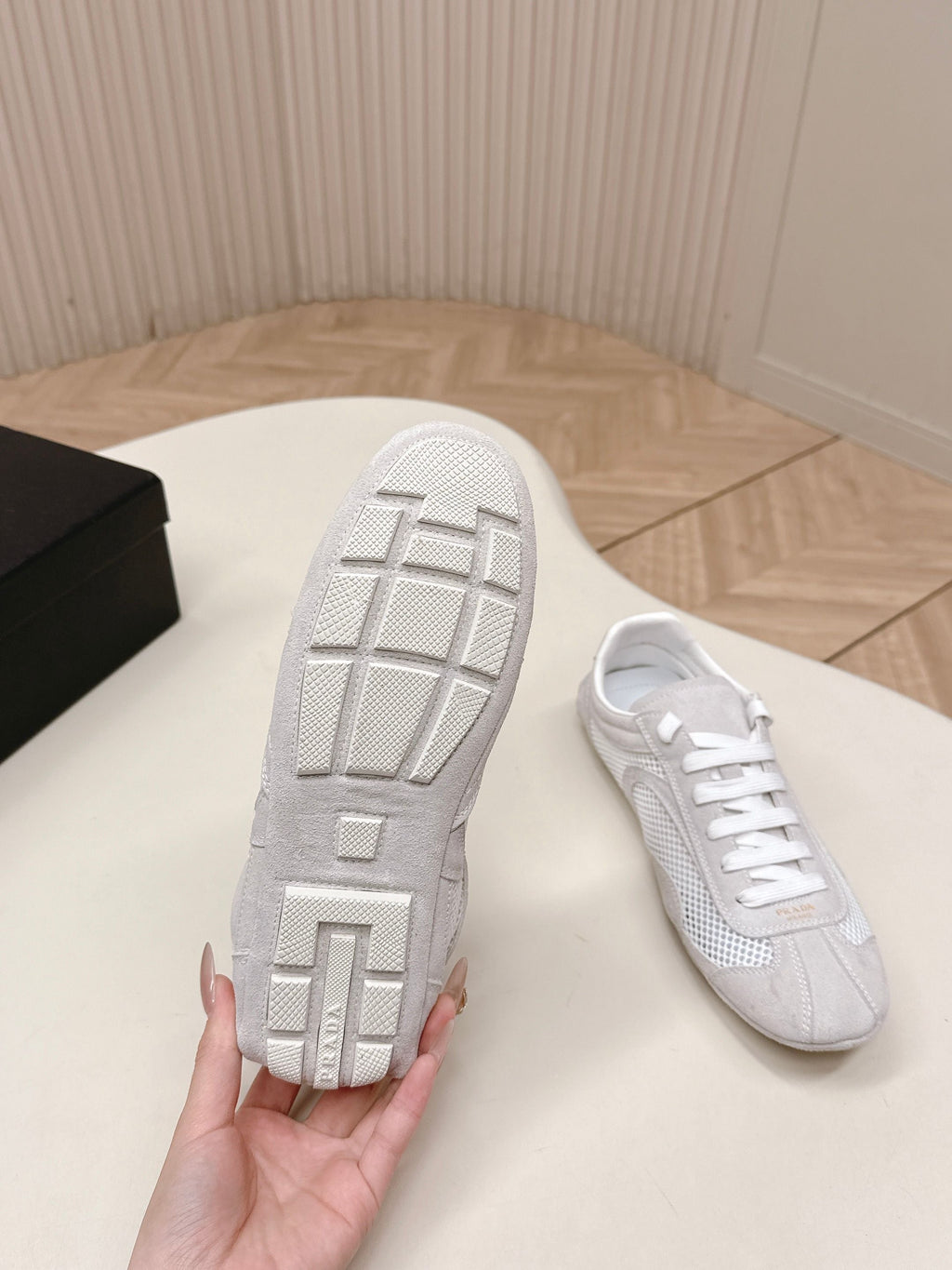 Prada 26ss German Training Light Grey Suede Mesh 644213