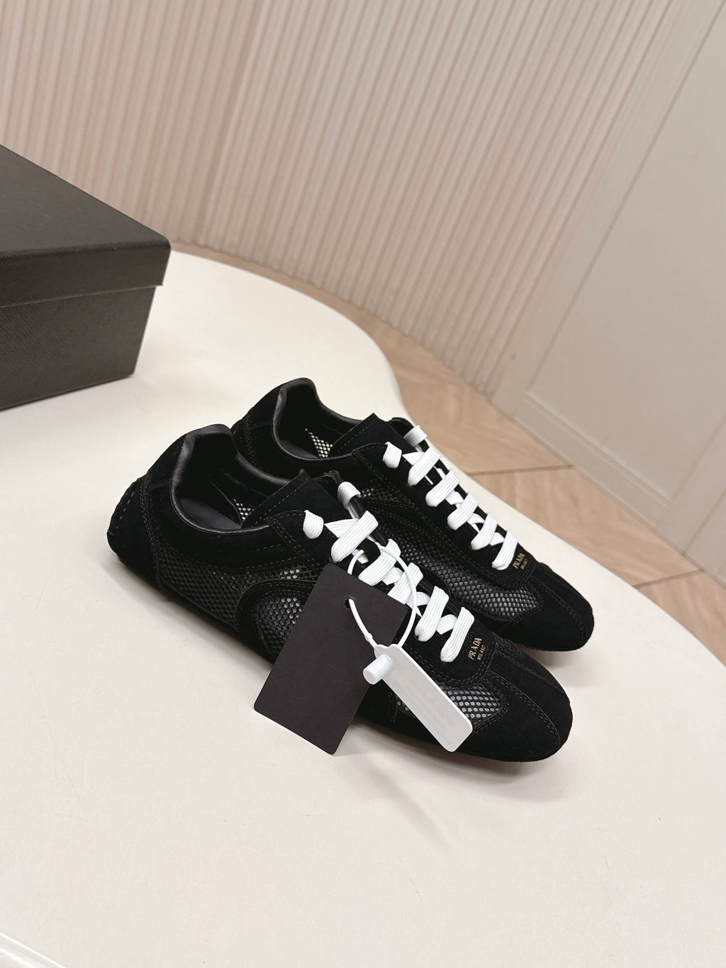 Prada 26ss German Training Black Suede Mesh 644215