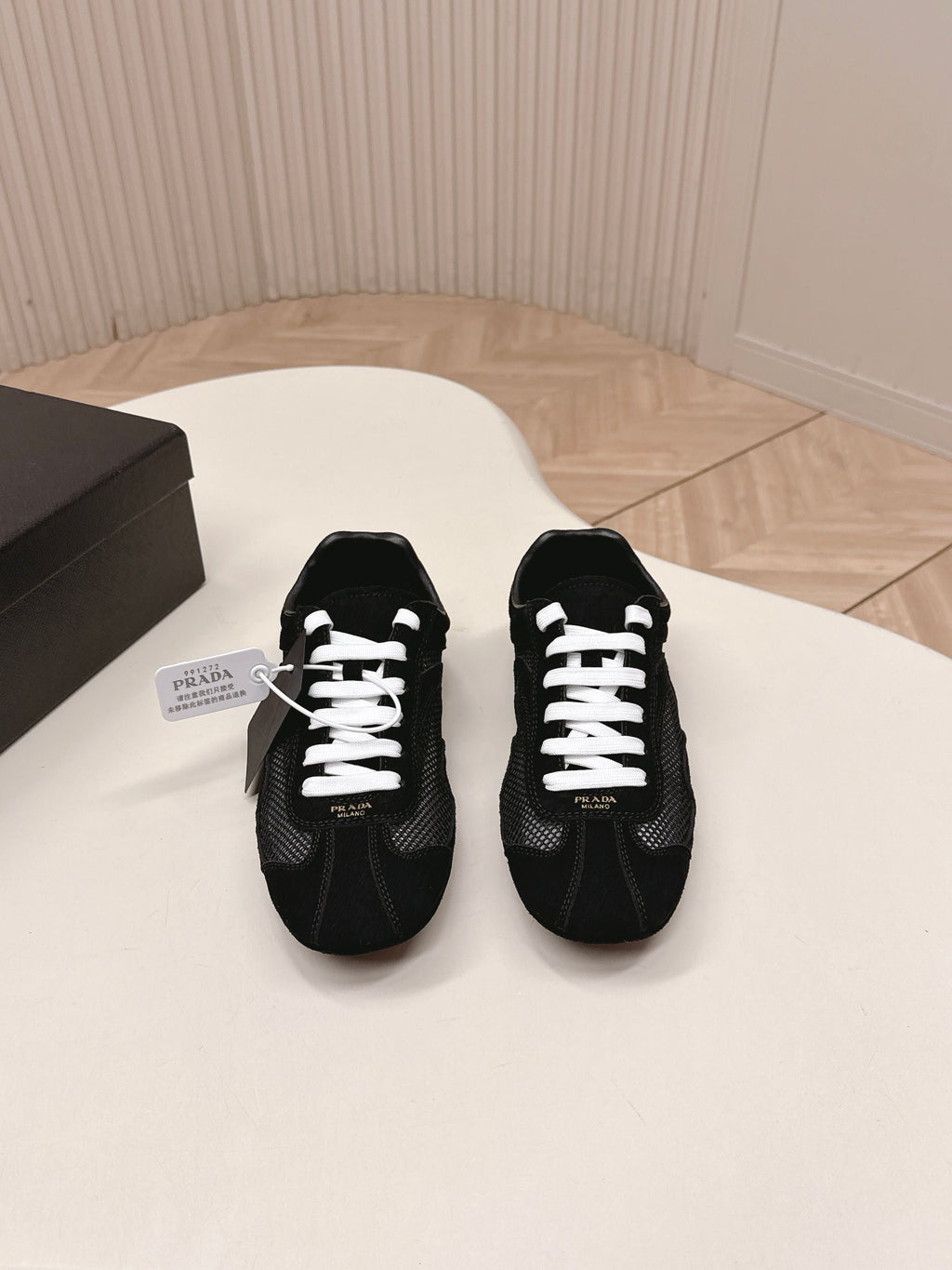 Prada 26ss German Training Black Suede Mesh 644215