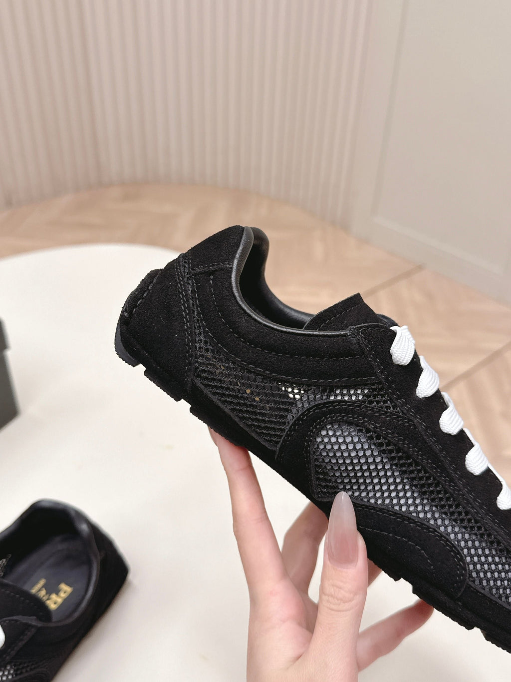 Prada 26ss German Training Black Suede Mesh 644215