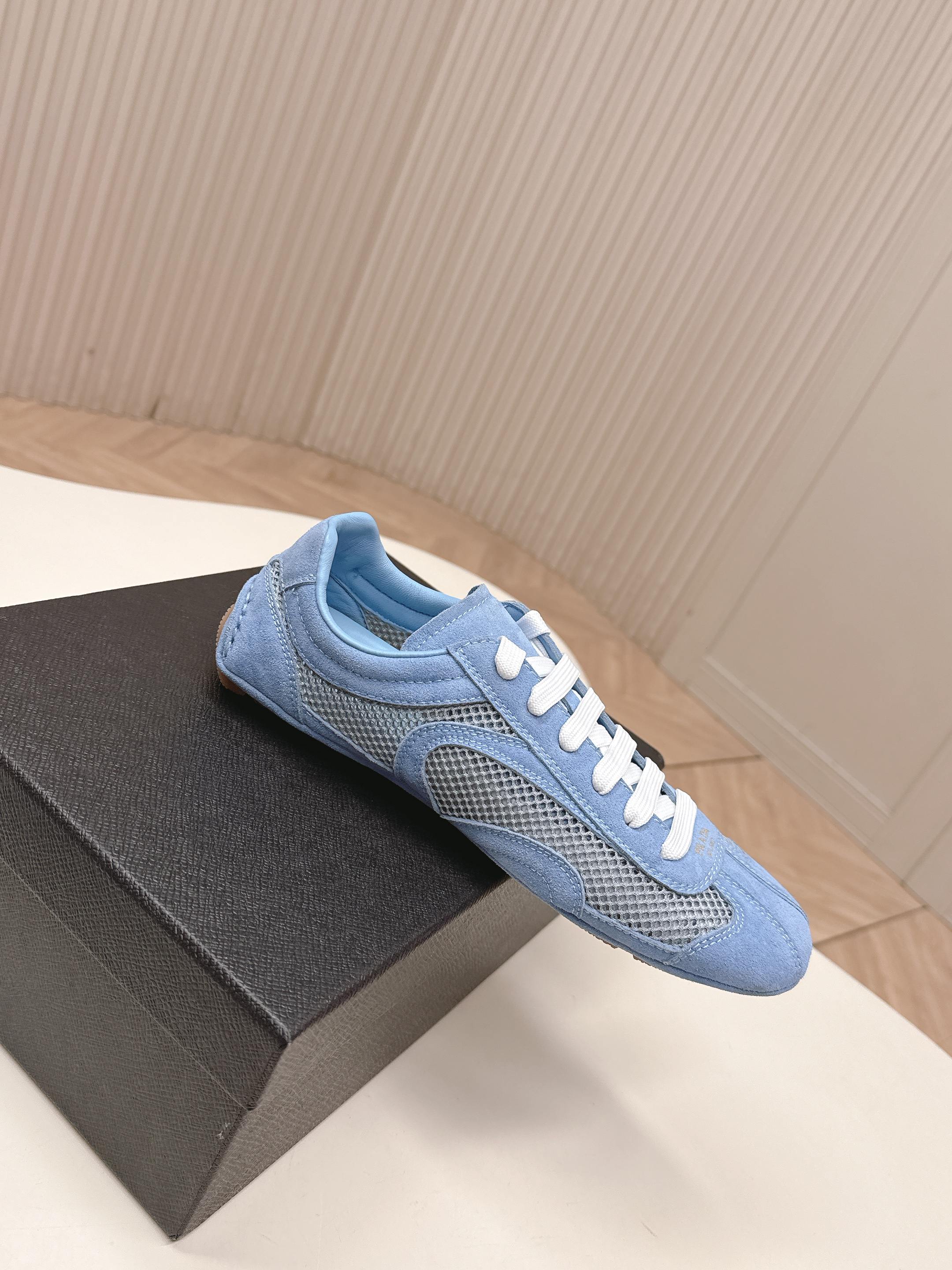 Prada 26ss German Training Light Blue Suede Mesh 644216