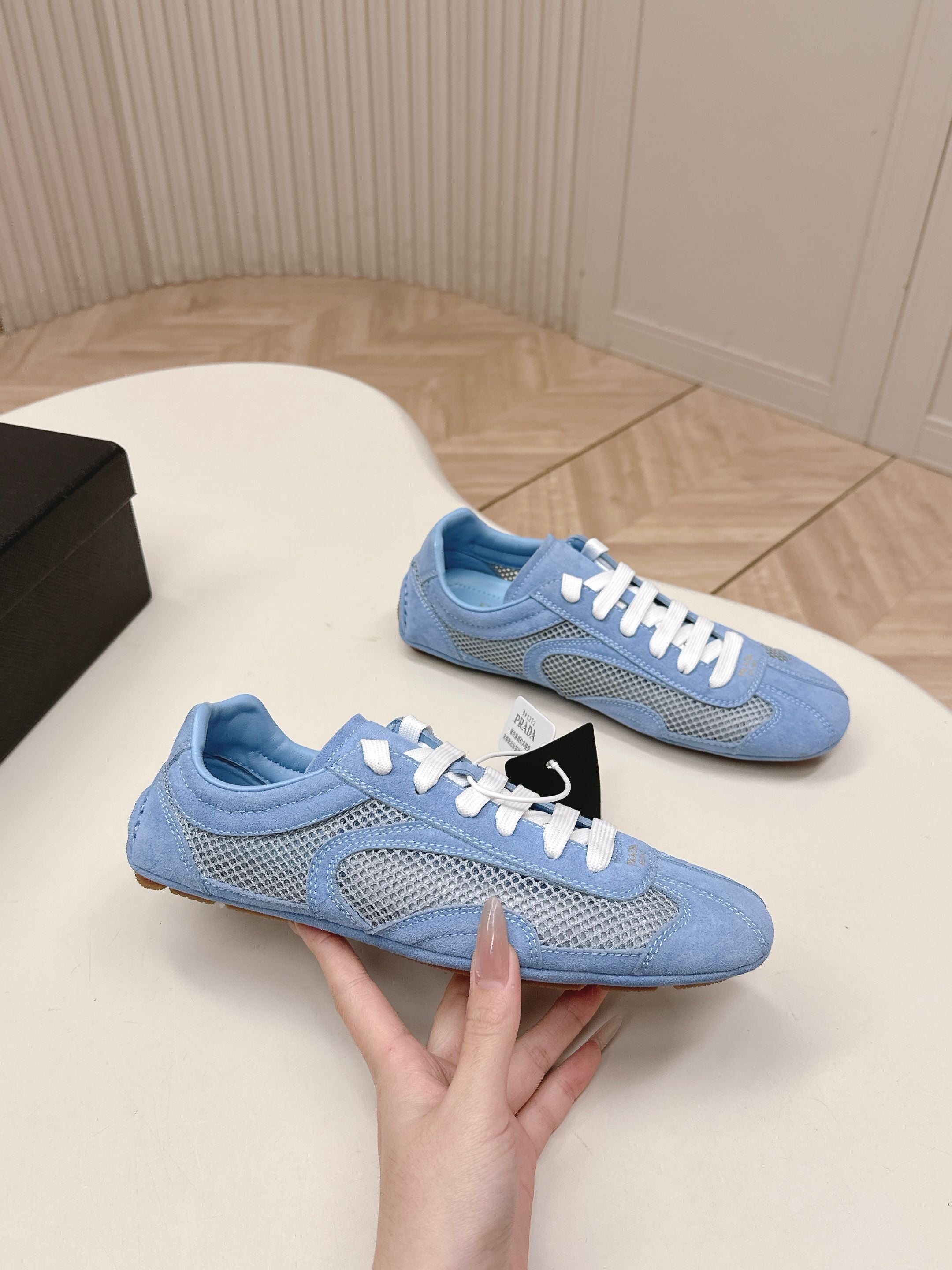 Prada 26ss German Training Light Blue Suede Mesh 644216