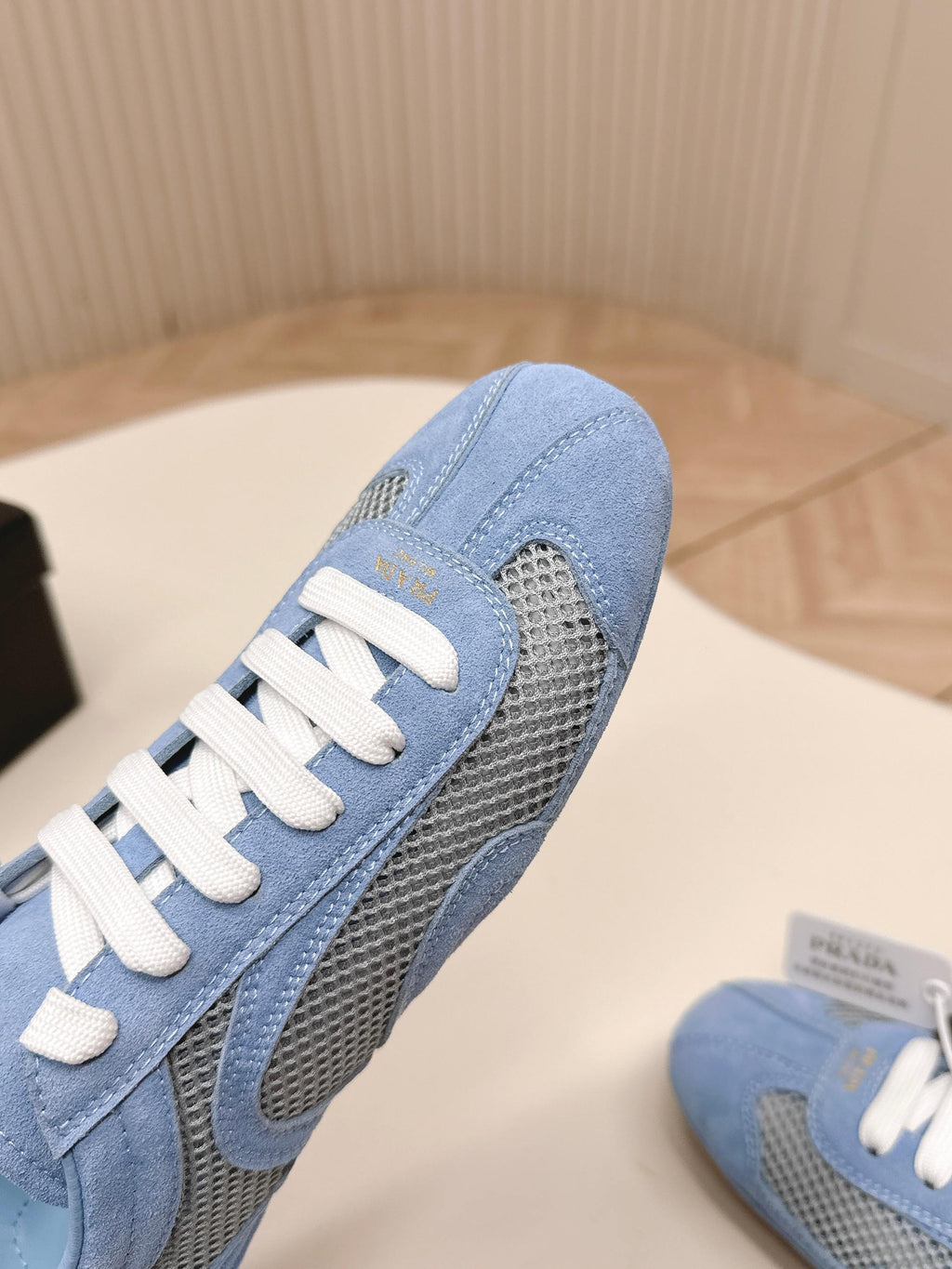 Prada 26ss German Training Light Blue Suede Mesh 644216