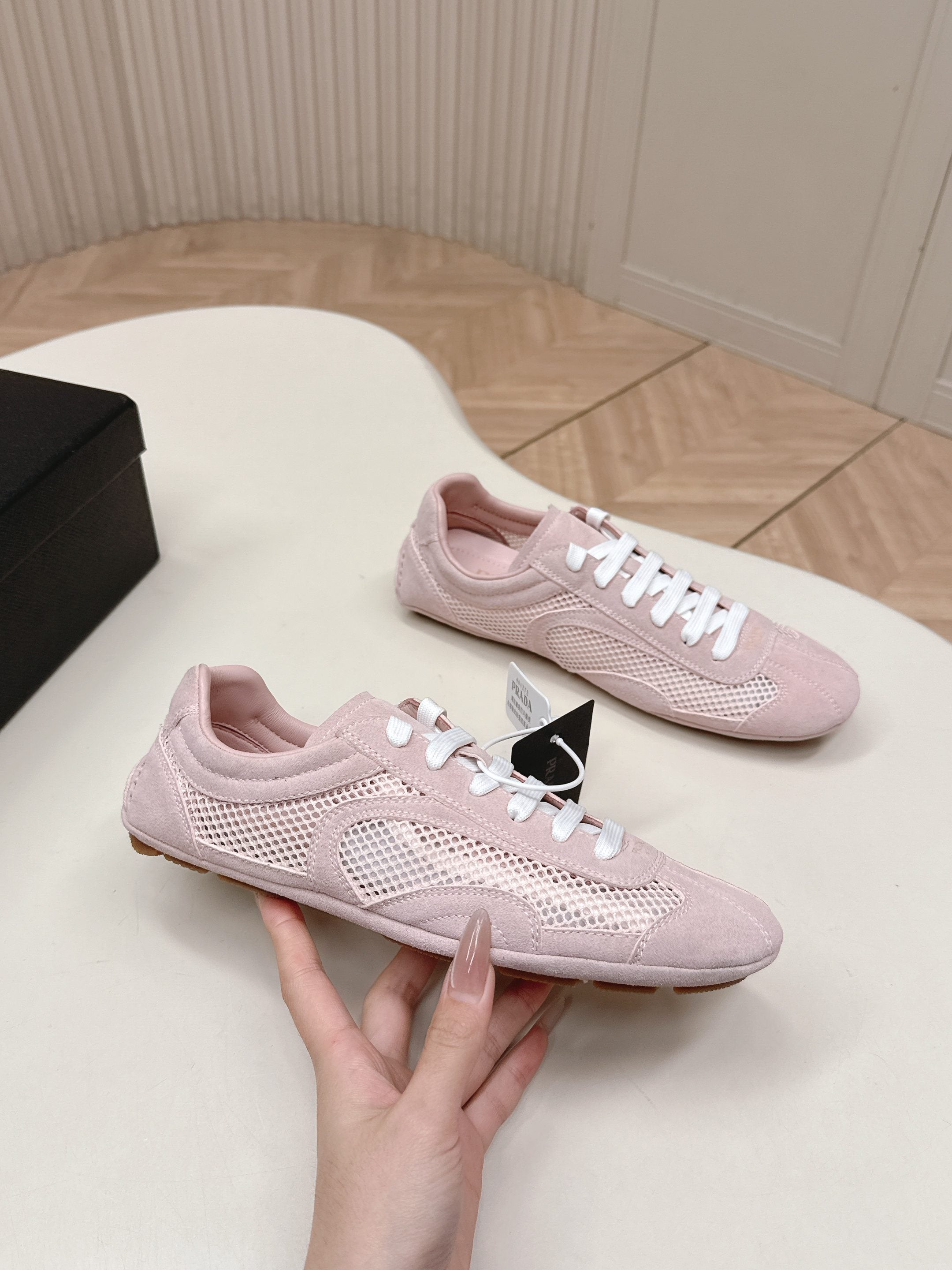 Prada 26ss German Training Light Pink Suede Mesh 644217