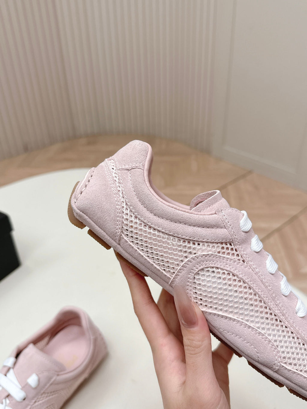 Prada 26ss German Training Light Pink Suede Mesh 644217