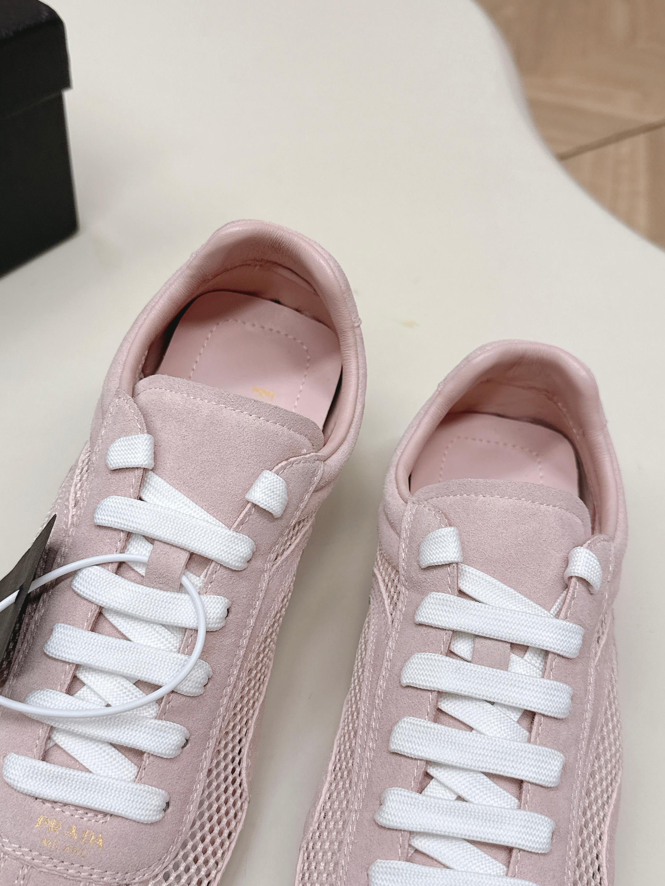Prada 26ss German Training Light Pink Suede Mesh 644217