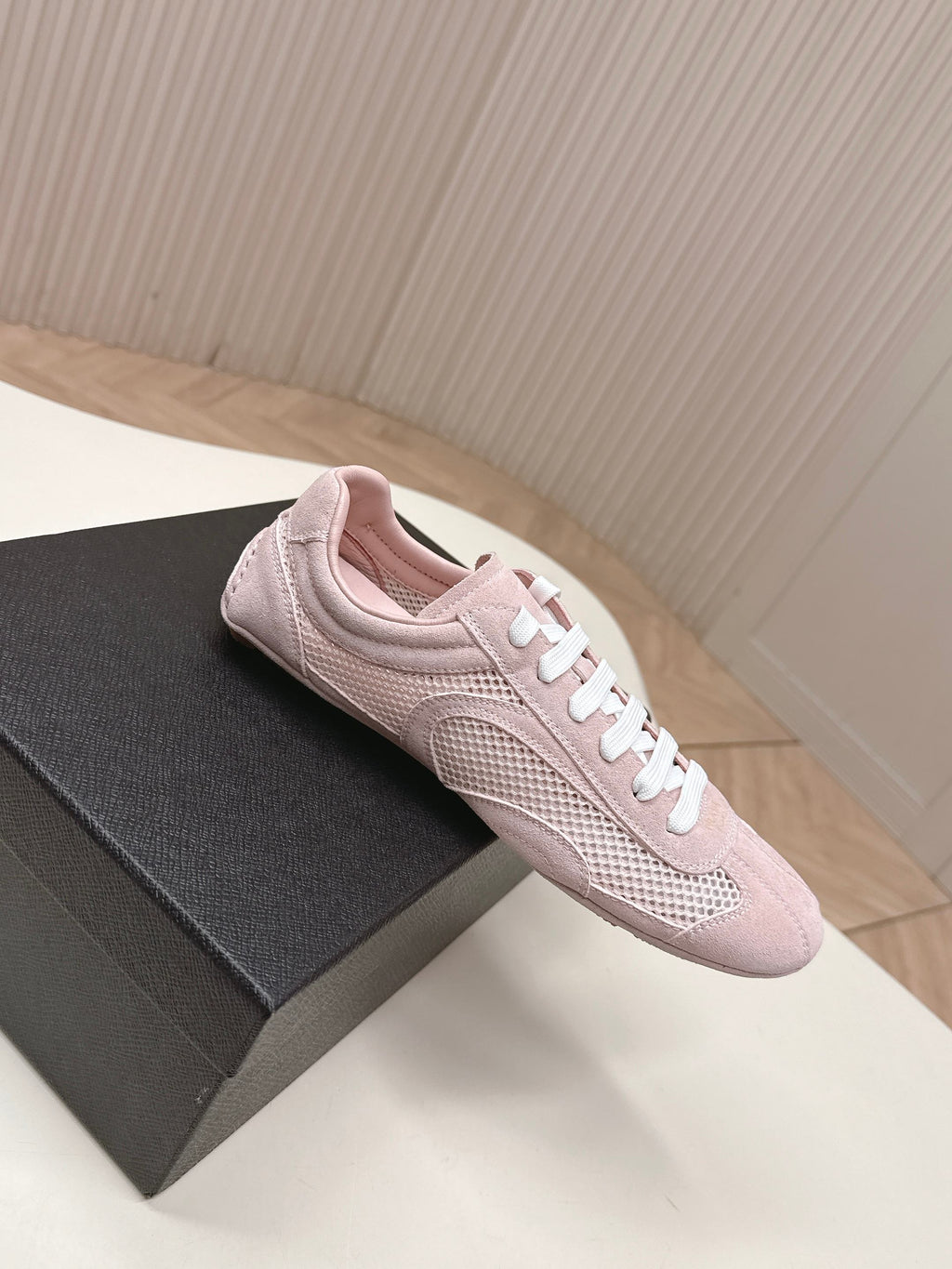 Prada 26ss German Training Light Pink Suede Mesh 644217