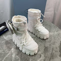PRA Logo-Plaque Snow Boots With Pouch White Recycled Polyamide Cowhide Black