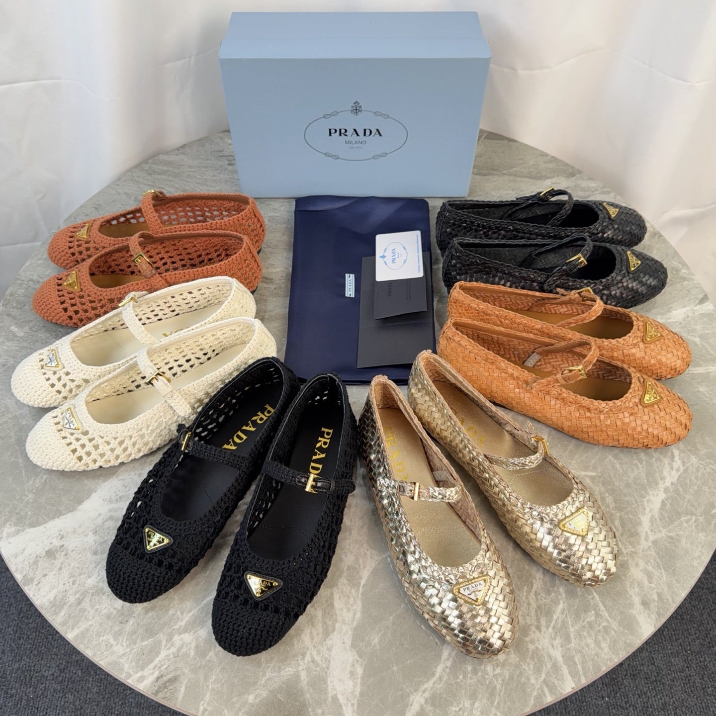 Pra 26s Ballet Flat Black Leather Fabric 635156