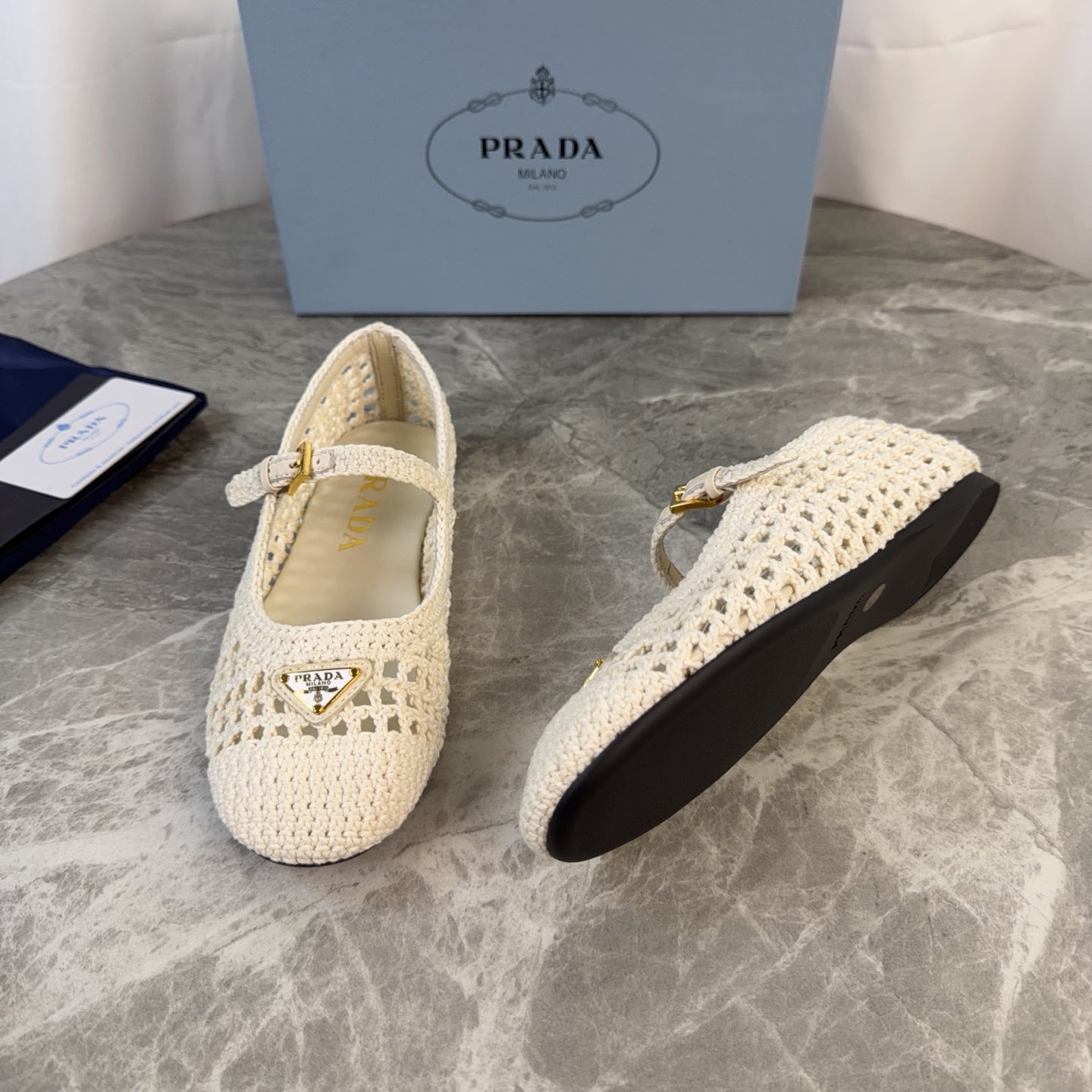 Pra 26s Ballet Flat White Leather Fabric 635155