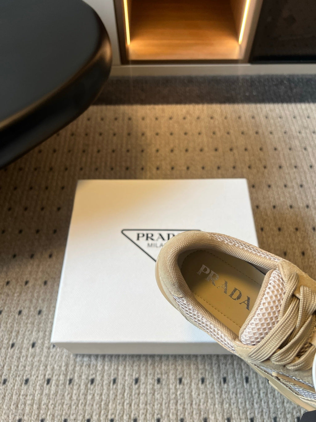 Prad 26s Monolith Sneakers Khaki Suede Mesh Fabric 971699