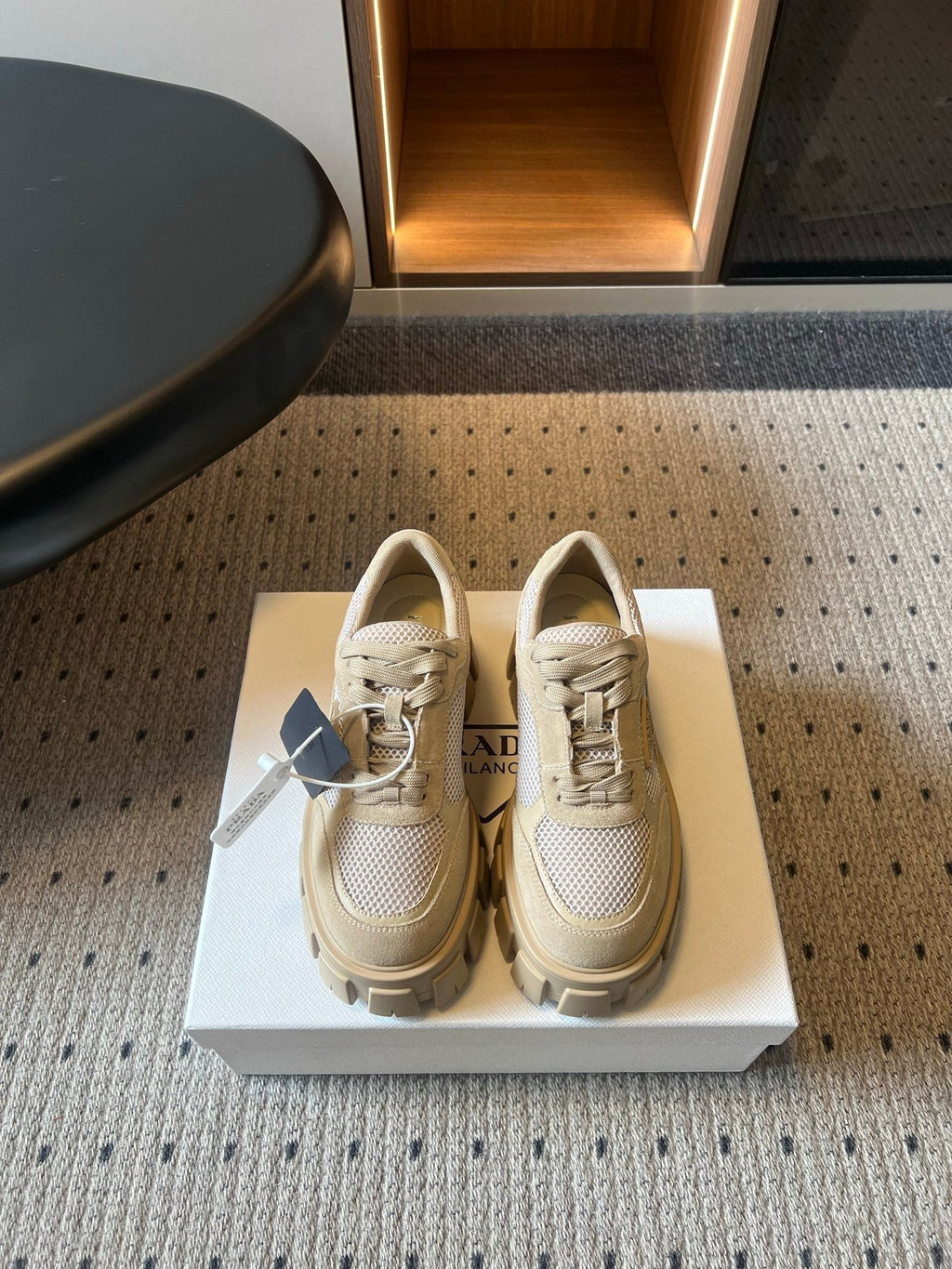 Prad 26s Monolith Sneakers Khaki Suede Mesh Fabric 971699