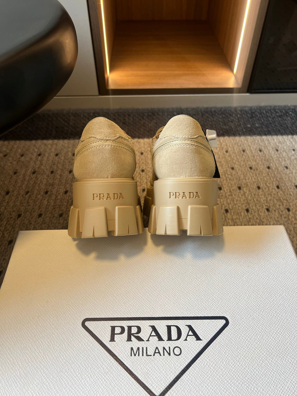 Prad 26s Monolith Sneakers Khaki Suede Mesh Fabric 971699