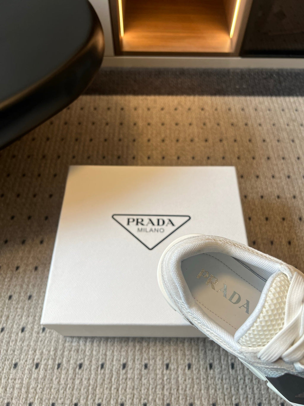 Prad 26s Monolith Sneakers White Suede Mesh Fabric 971700