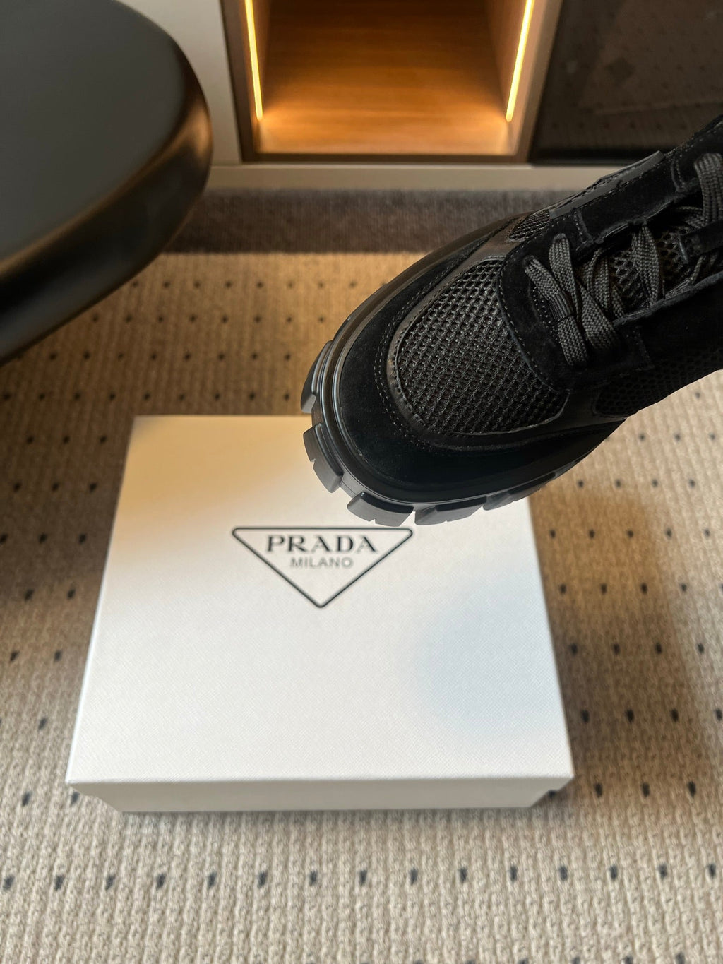 Prad 26s Monolith Sneakers Black Suede Mesh Fabric 971701