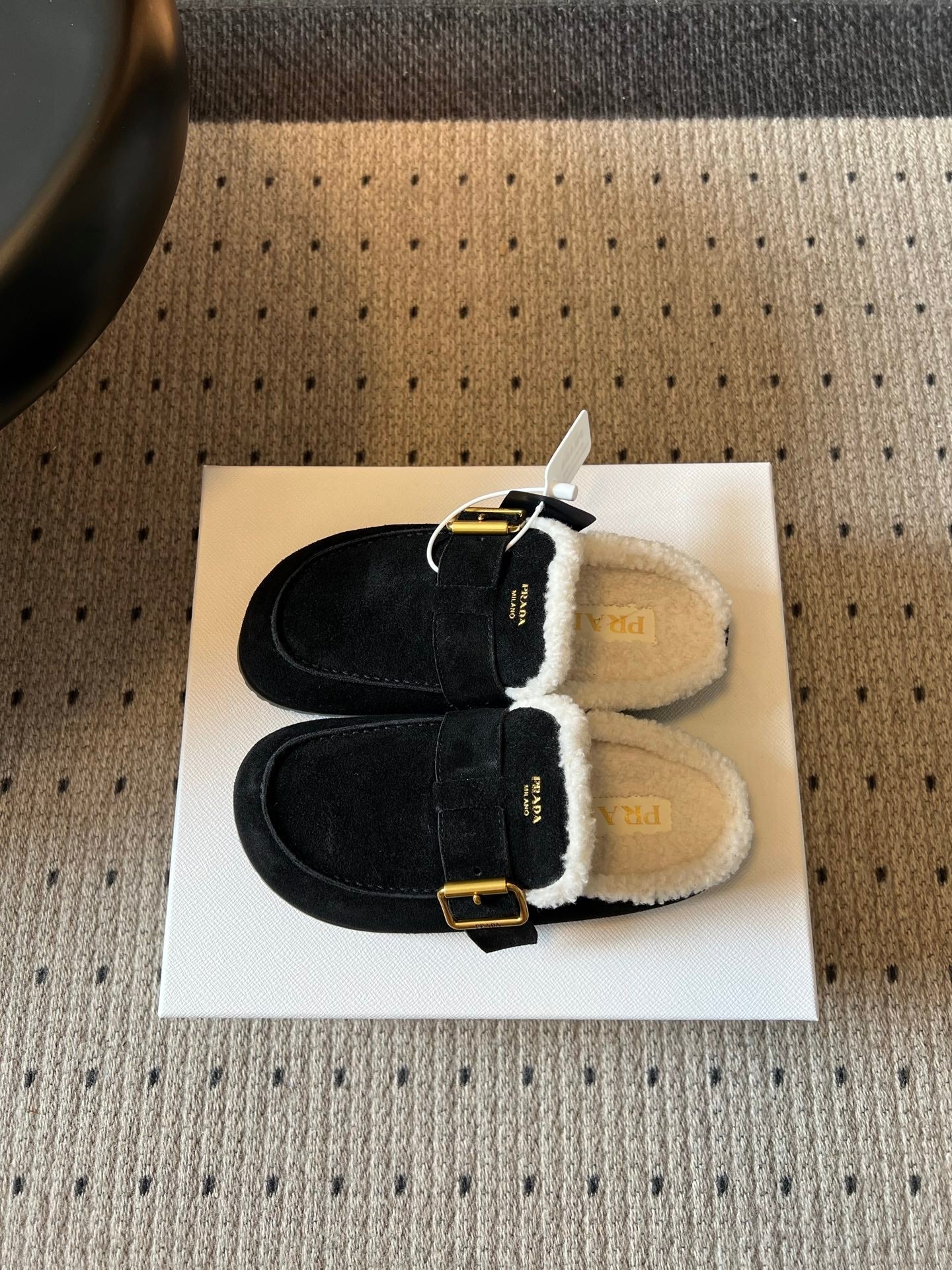 Prad 26s Clogs Black Suede Shearling 971695