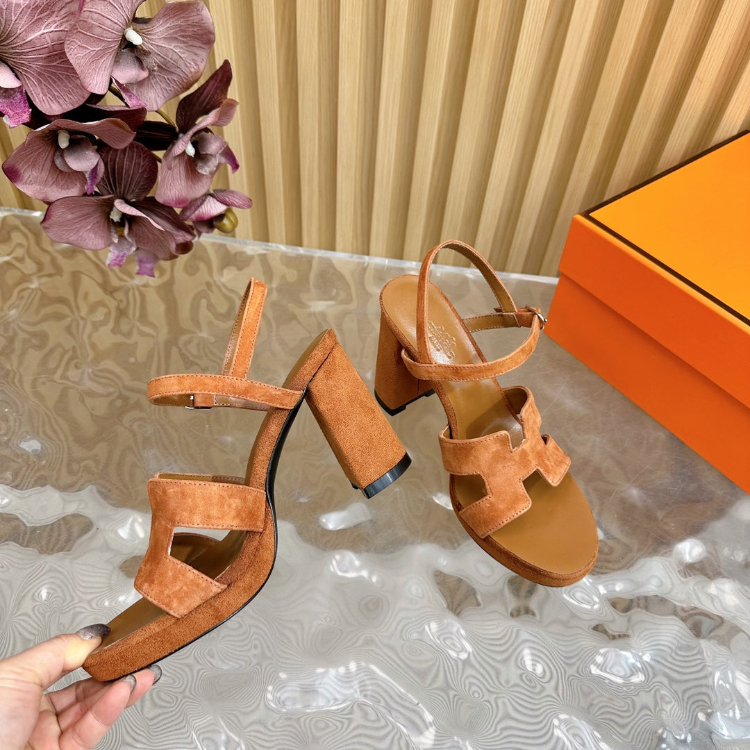 HERMES JAZZ 90 SANDAL IN BRONZE BROWN SUEDE