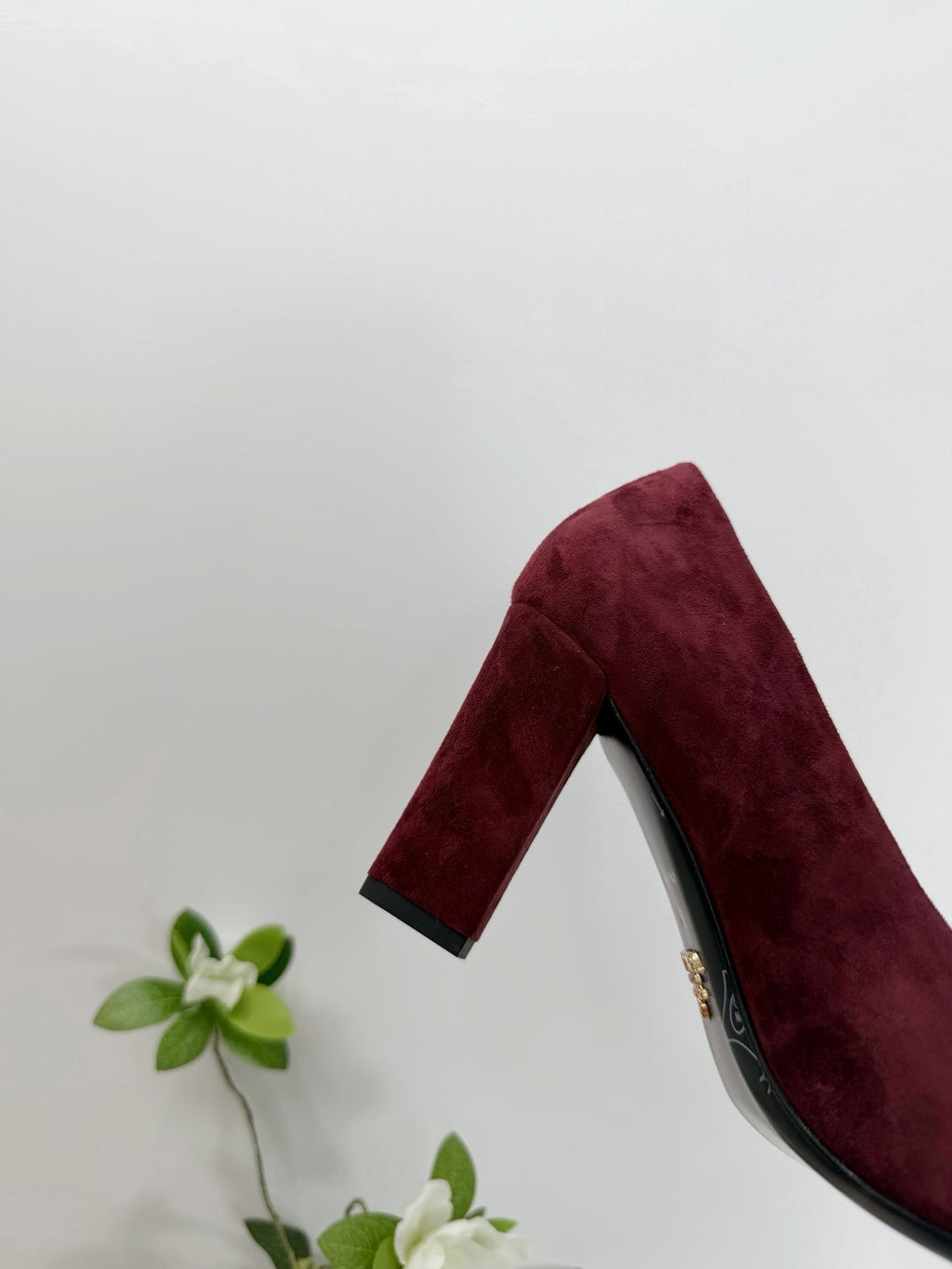 PRA 26SS Square-toe Block Heels 85 Burgundy Suede 592359