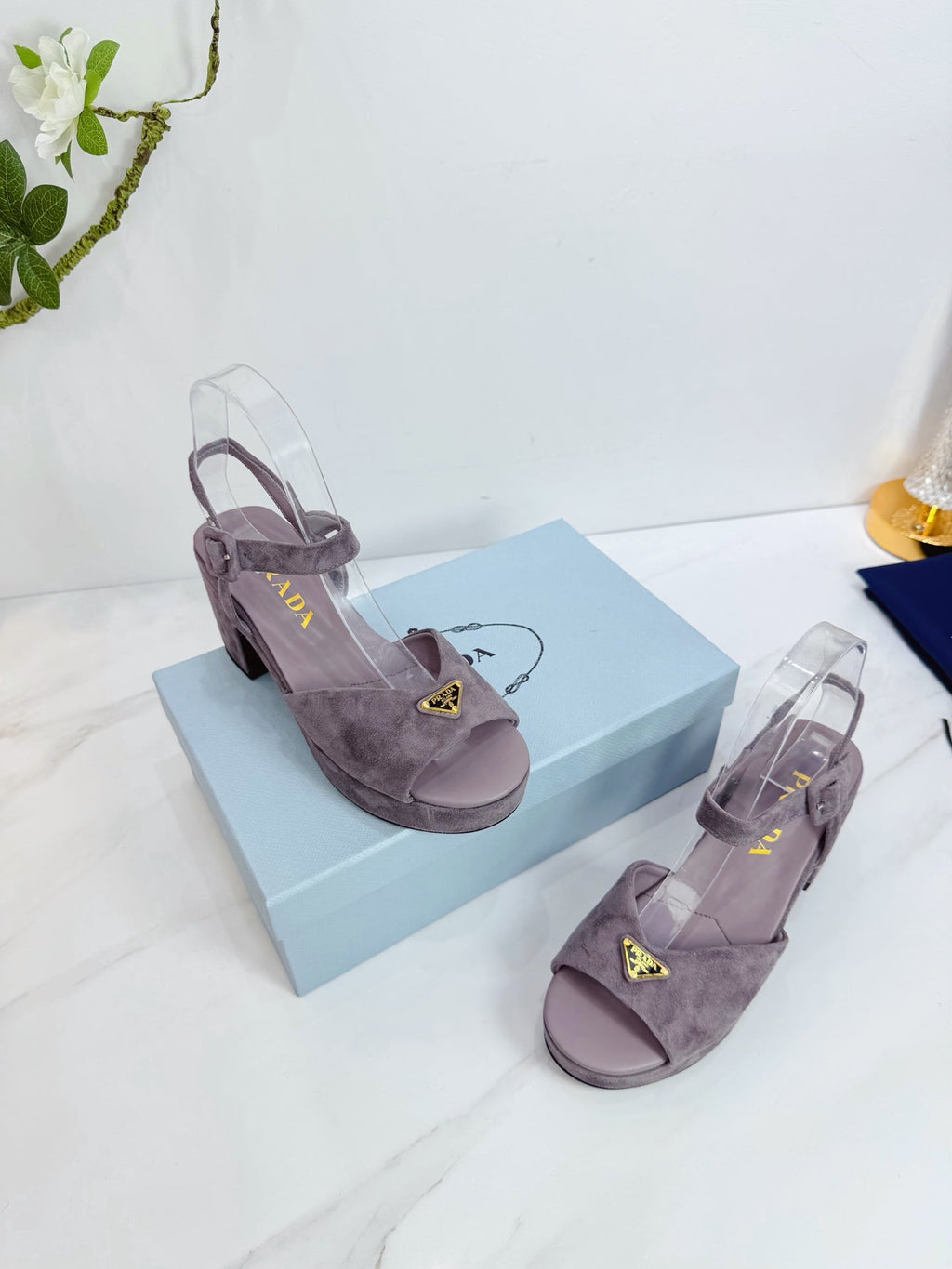 PRA 26SS Platform Sandals 75 Light Purple Suede Sheepskin 592390