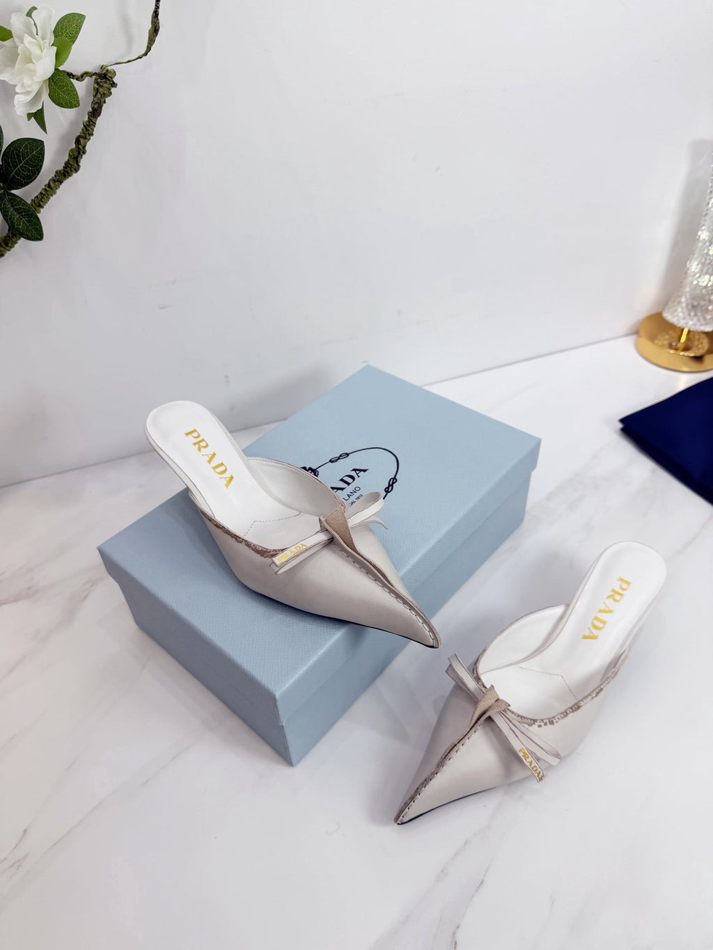 PRA 26SS Hight Heel Mule 55 Ivory Beige Cowhide 592401