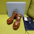 Prada 25 AW Platform Sandals Brown Suede 564119