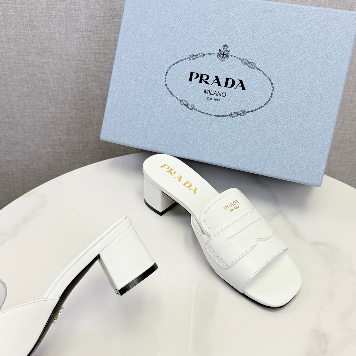 Prada Sandals 4.5cm White Leather 639958