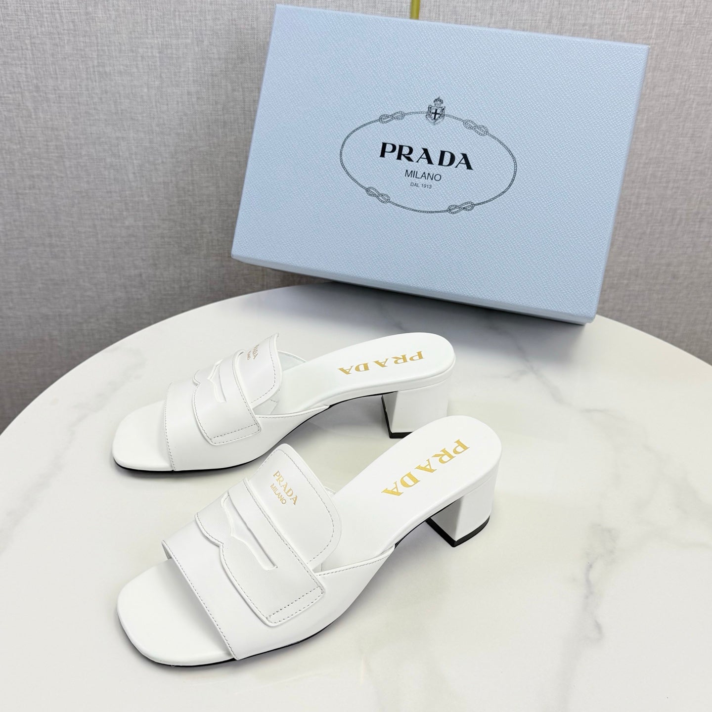 Prada Sandals 4.5cm White Leather 639958