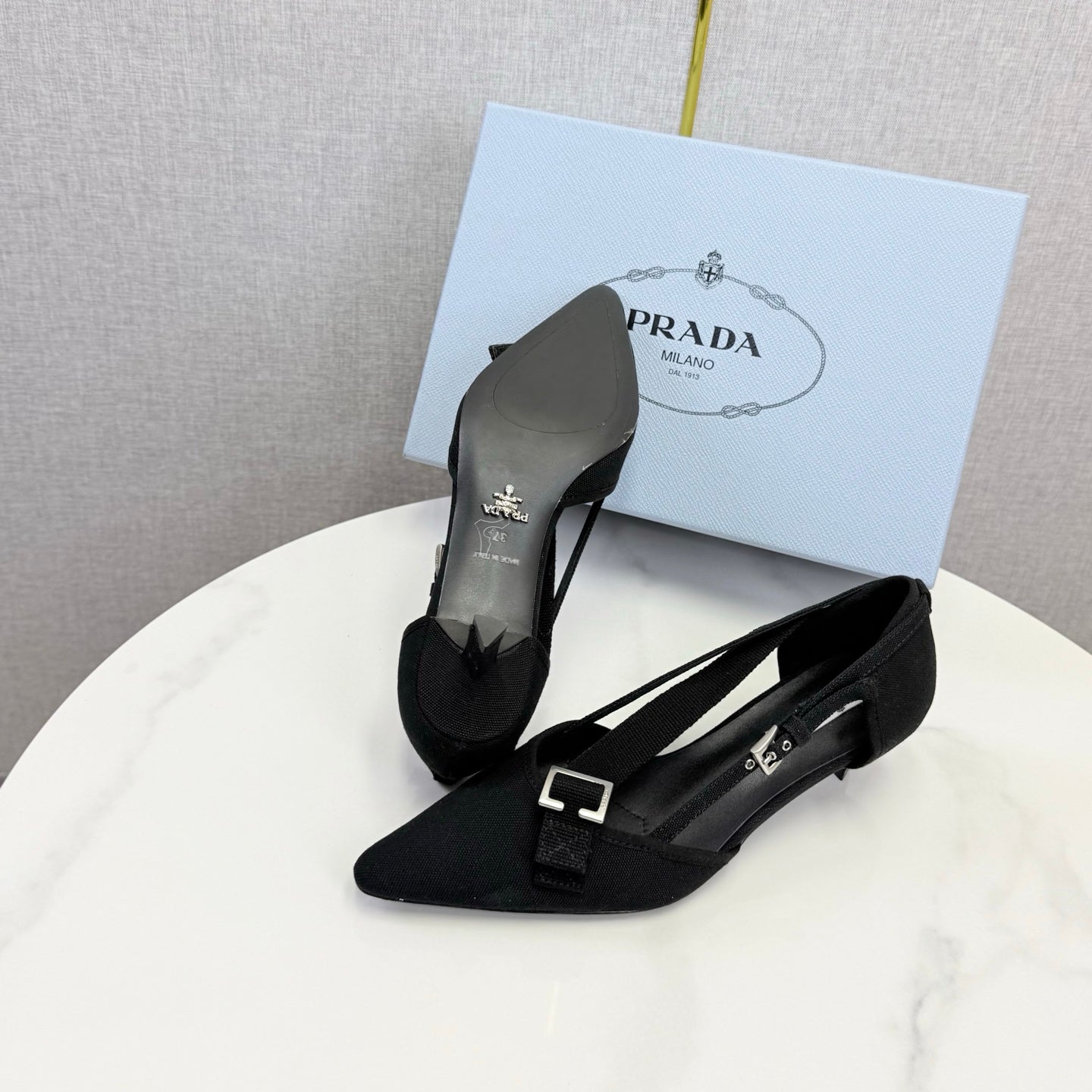 Prada Pumps 4.5cm Black Canvas 639960