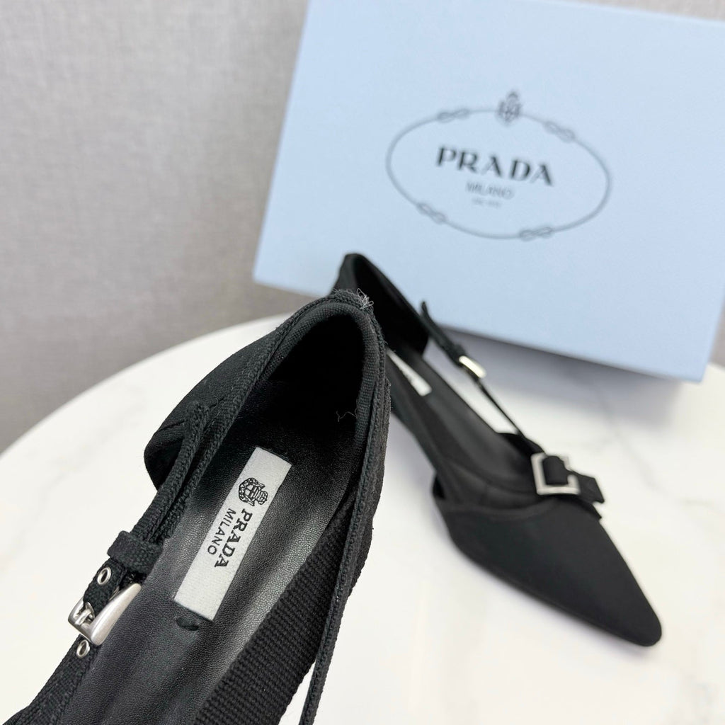 Prada Pumps 4.5cm Black Canvas 639960