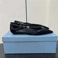 CUT-OUT BALLERINA FLAT IN BLACK SATIN ATTACHED BEAD BUCKLE