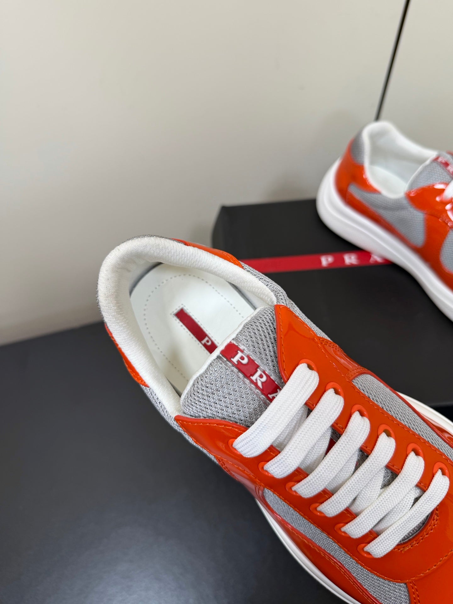 Prada America's Cup Sneaker Red Patent Leather Mesh 618921
