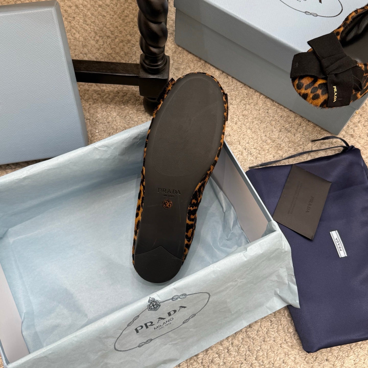 Pra 26s Ballet Flat Leopard-Print Horsehair 635252