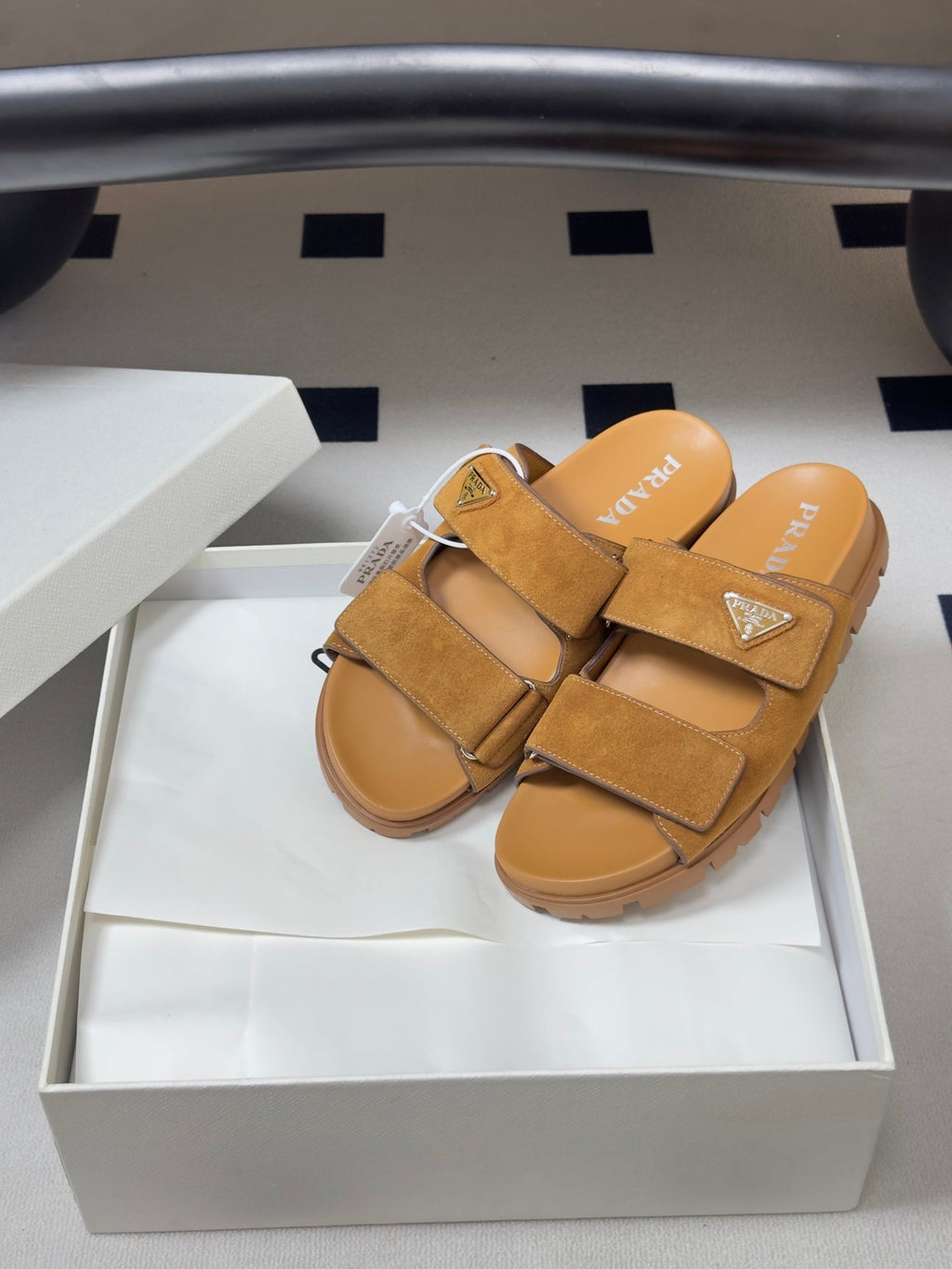 Pra 26s Band Sandals Tan Brown Suede 834766