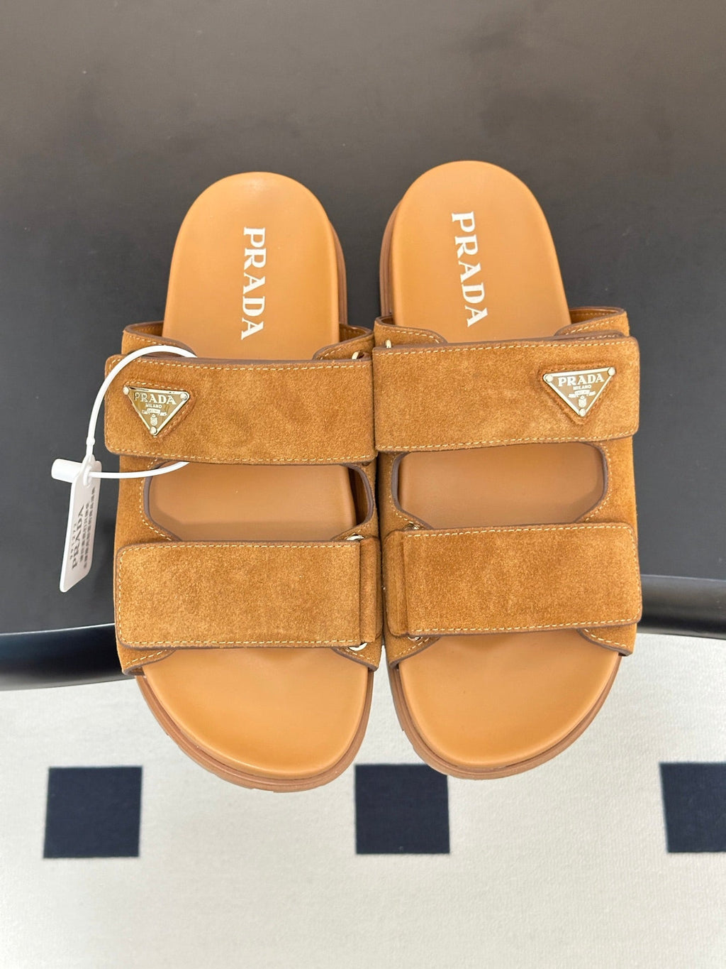Pra 26s Band Sandals Tan Brown Suede 834766