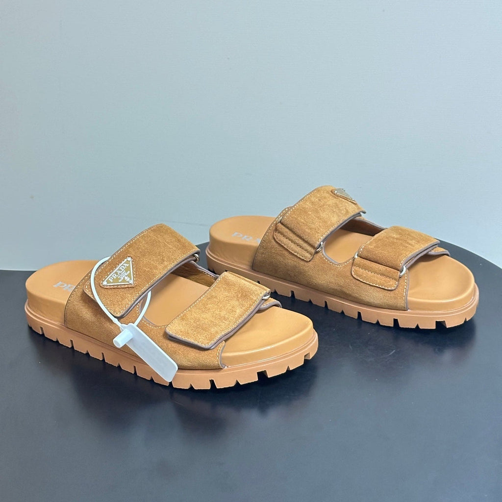 Pra 26s Band Sandals Tan Brown Suede 834766