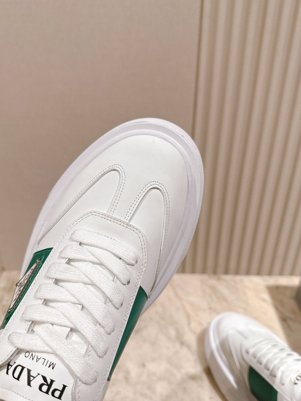 PRA 25s Casual Sneakers White Green Cowhide 449694