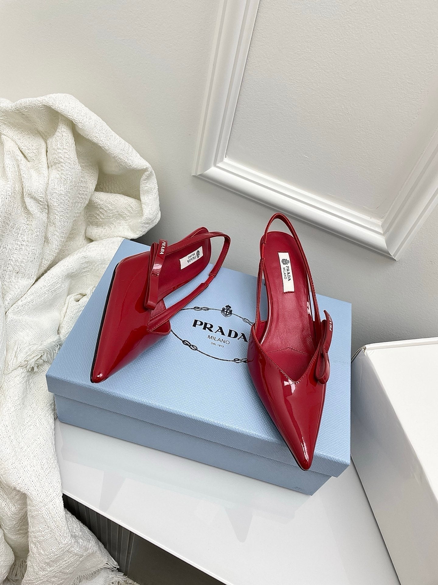 Prada 26s Slingback Burgundy Patent Leather 726982