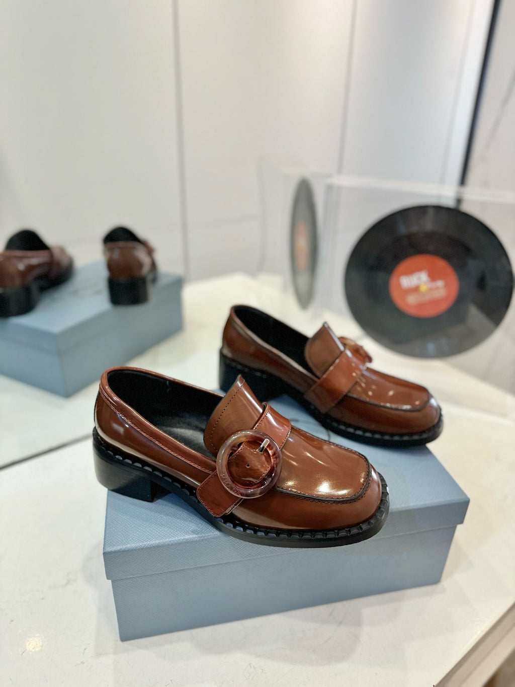 Prad 26s Heeled Loafers Brown Brushed Leather 941518
