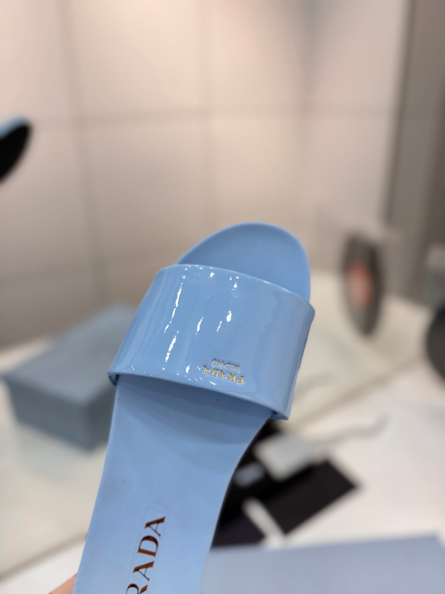 Pra Slides Blue Patent Leather 834593