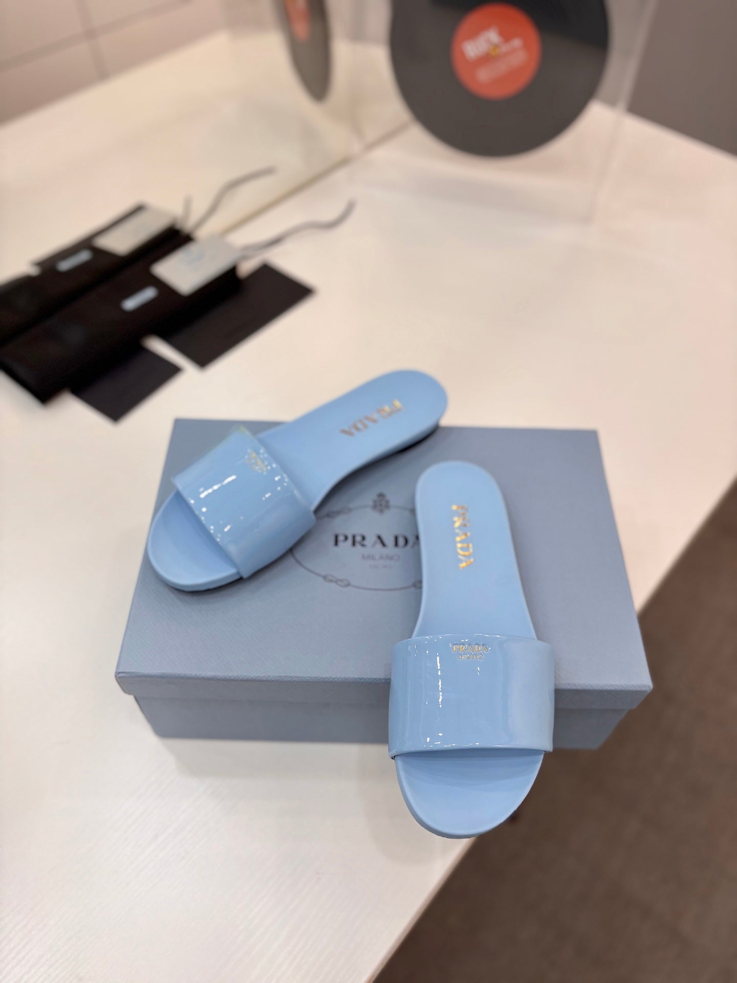Pra Slides Blue Patent Leather 834593