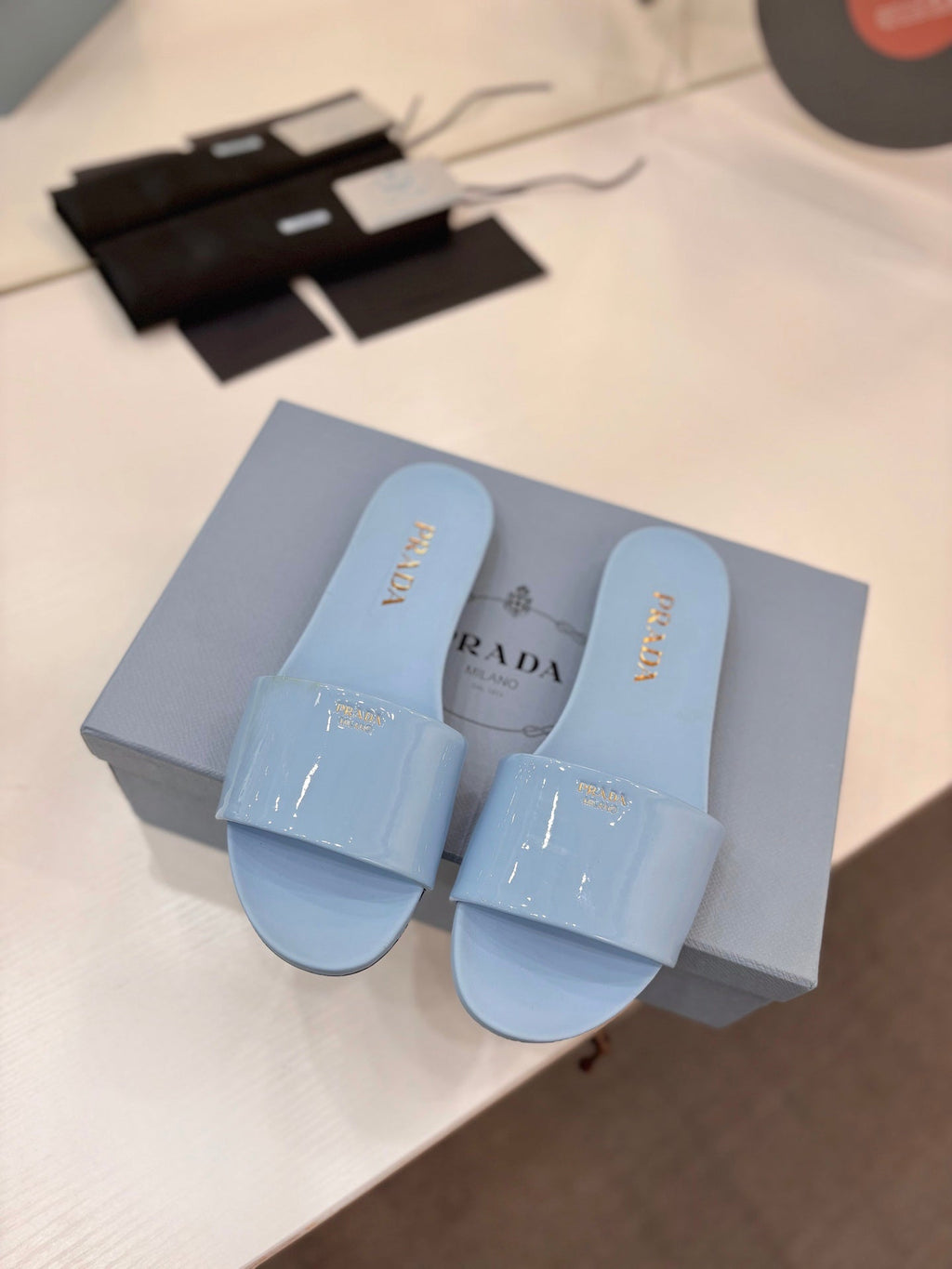 Pra Slides Blue Patent Leather 834593