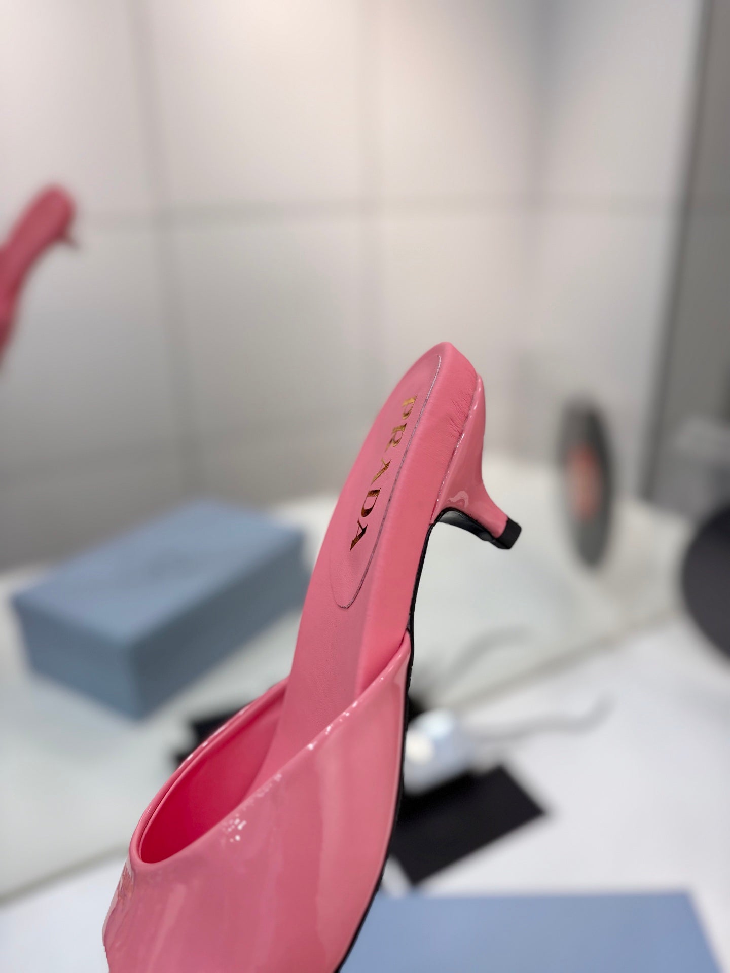 Pra Kitten Heel Sandals 4cm Pink Patent Leather 834582